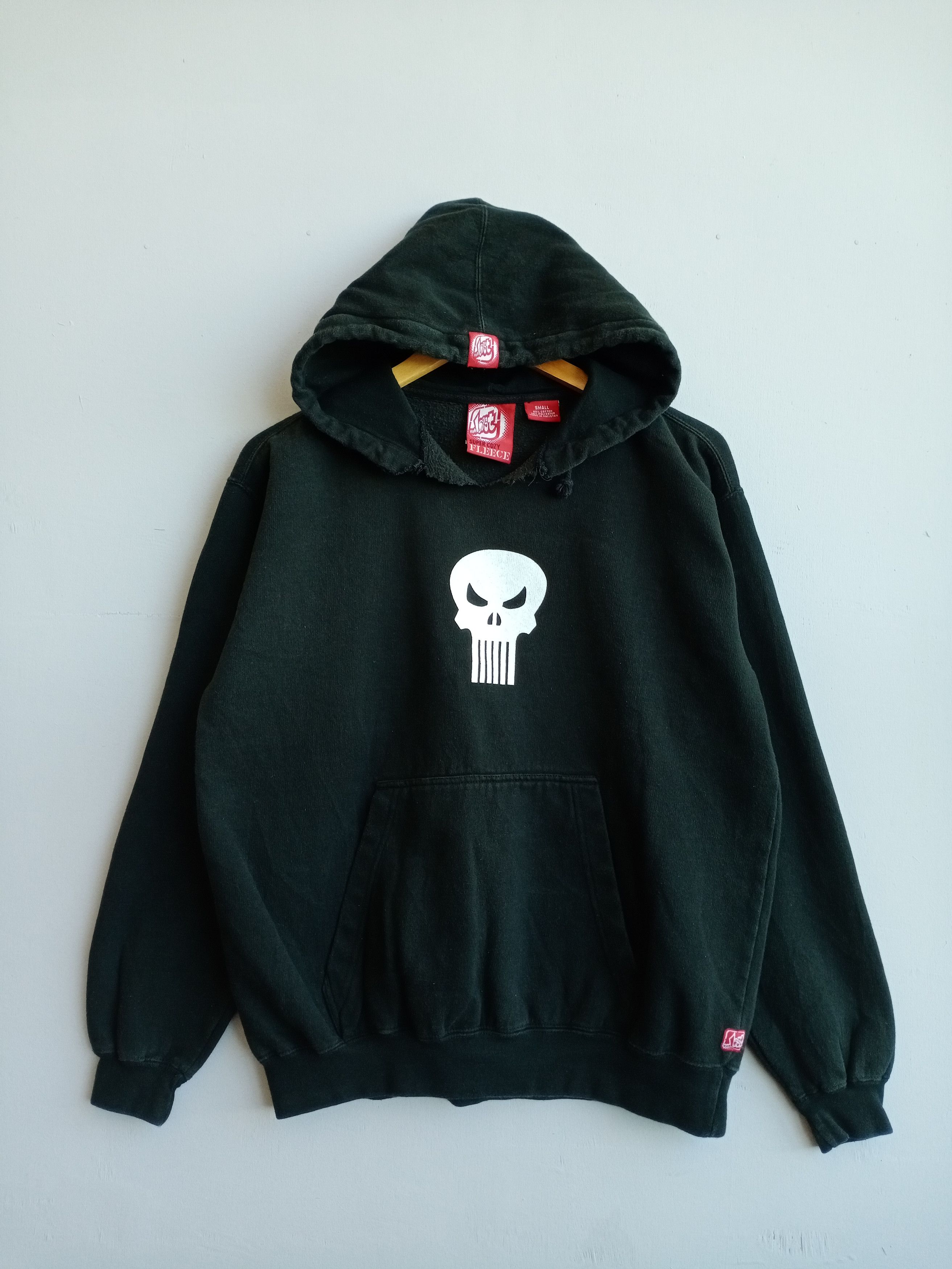 image of vintage 90's Lost Skateboarding Skull Hooded in Faded Black, Men's (Size Medium)
