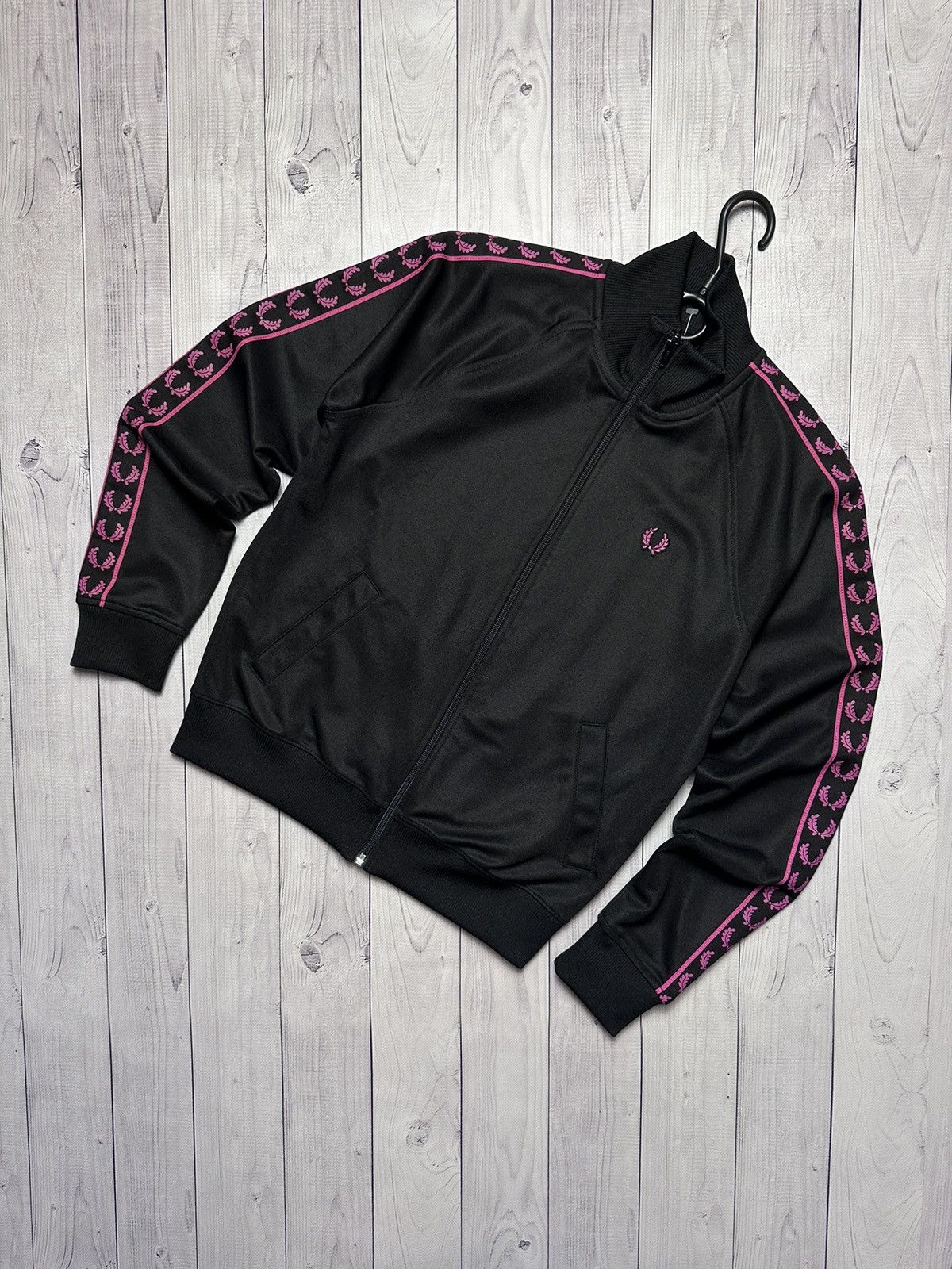 Vintage Fred Perry track jacket striped pink logo rare