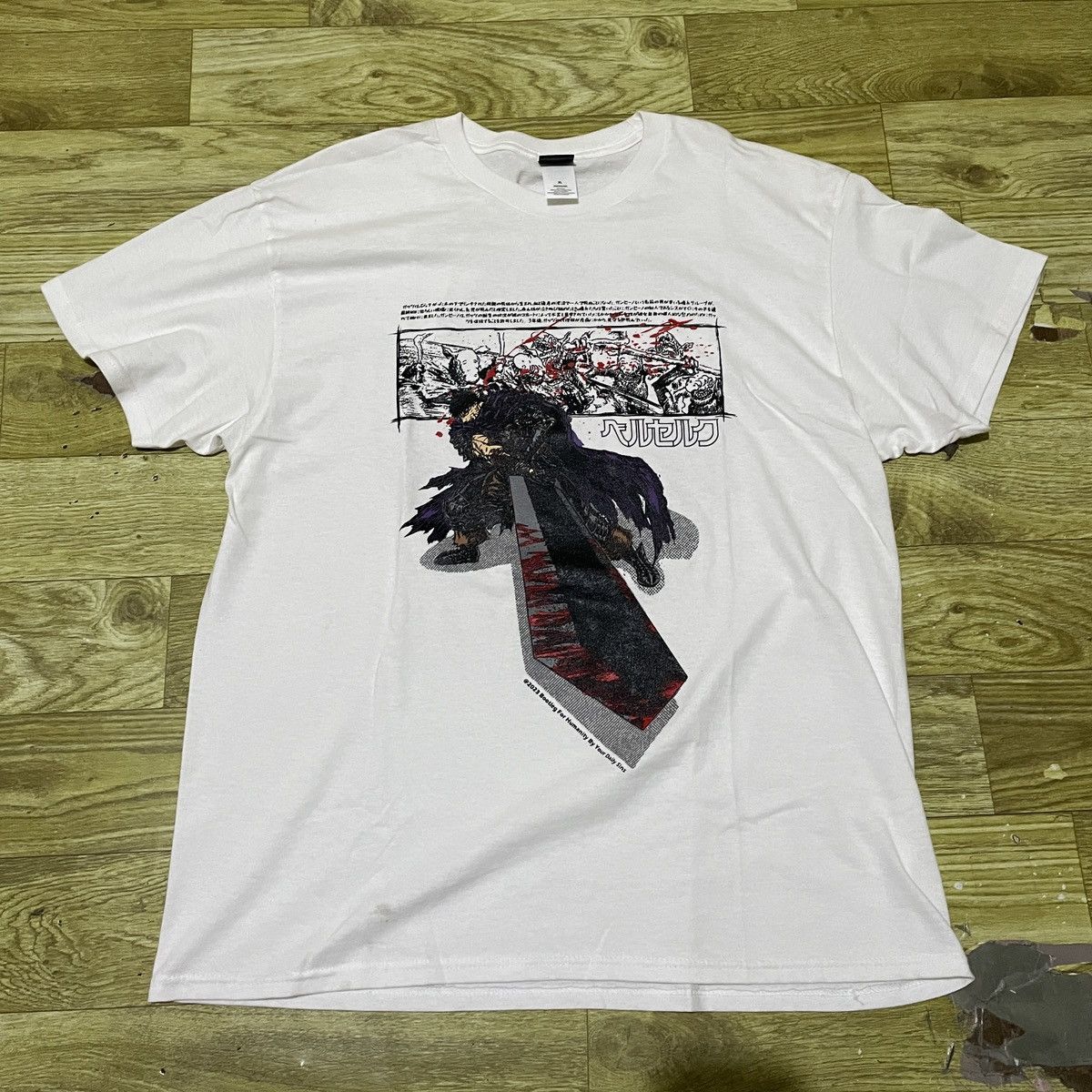 image of Anima x Vintage Berserk Behelit Femto Griffith Anime Manga Bootleg T Shirt in White, Men's (Size XL