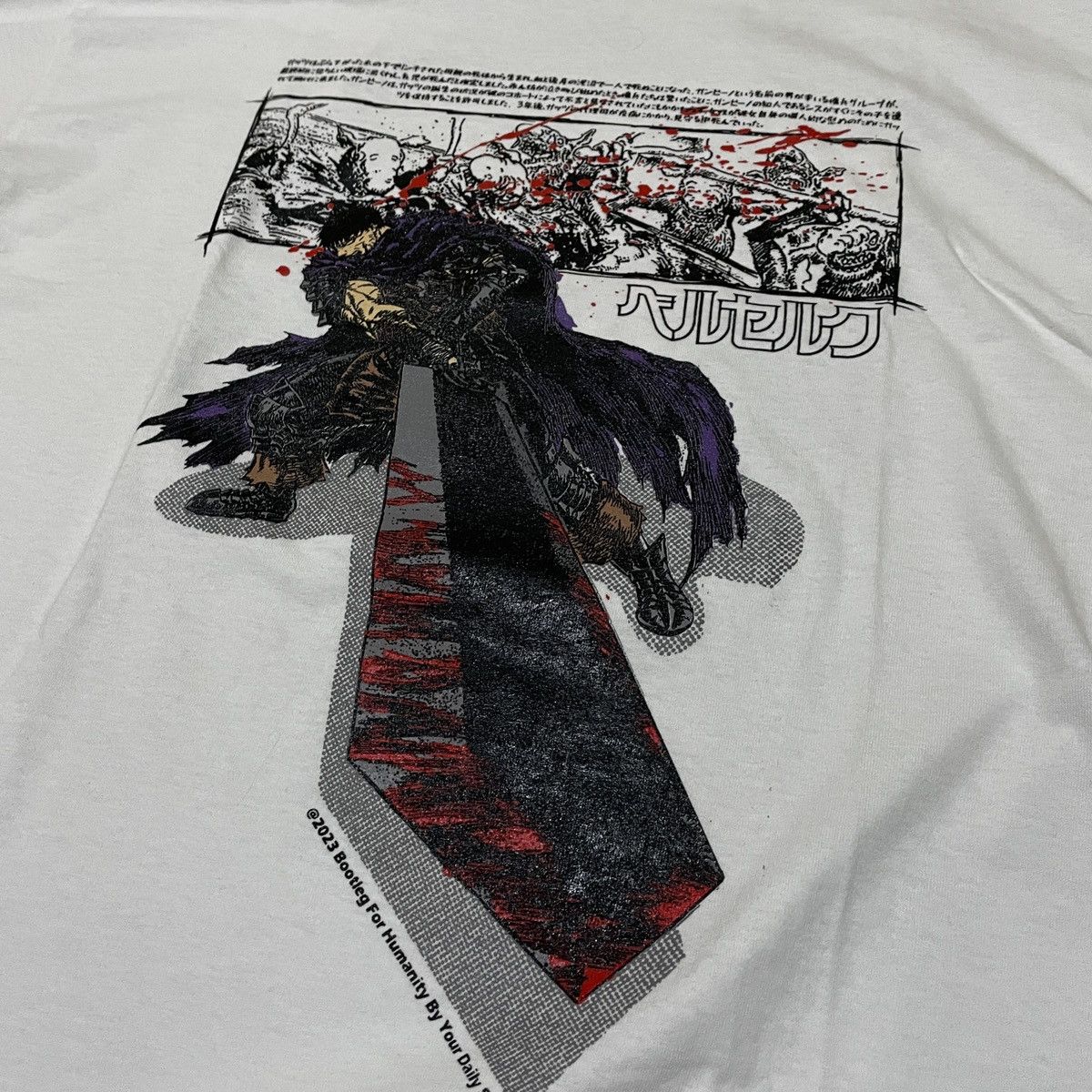 image of Anima x Vintage Berserk Behelit Femto Griffith Anime Manga Bootleg T Shirt in White, Men's (Size XL