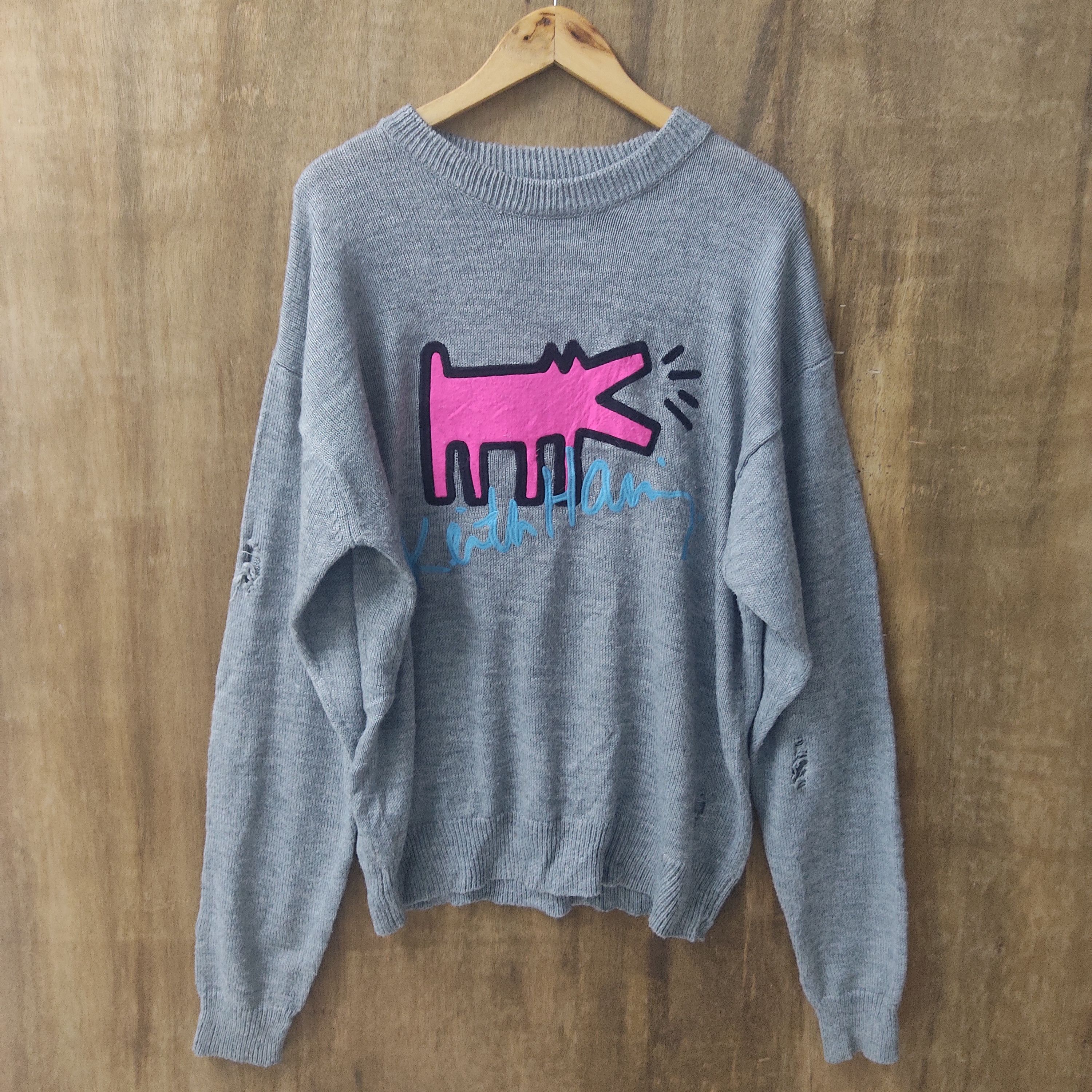 Joyrich × Keith Haring Keith Haring X Joyrich Embroid Big Logo Distressed Knitwear Size US L / EU 52-54 / 3 - 1 Thumbnail