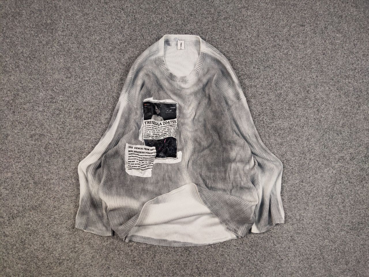 Japanese Brand Trisegga Design Japanese Style Oversized Gray Logo Sweater Size US M / EU 48-50 / 2 - 1 Thumbnail