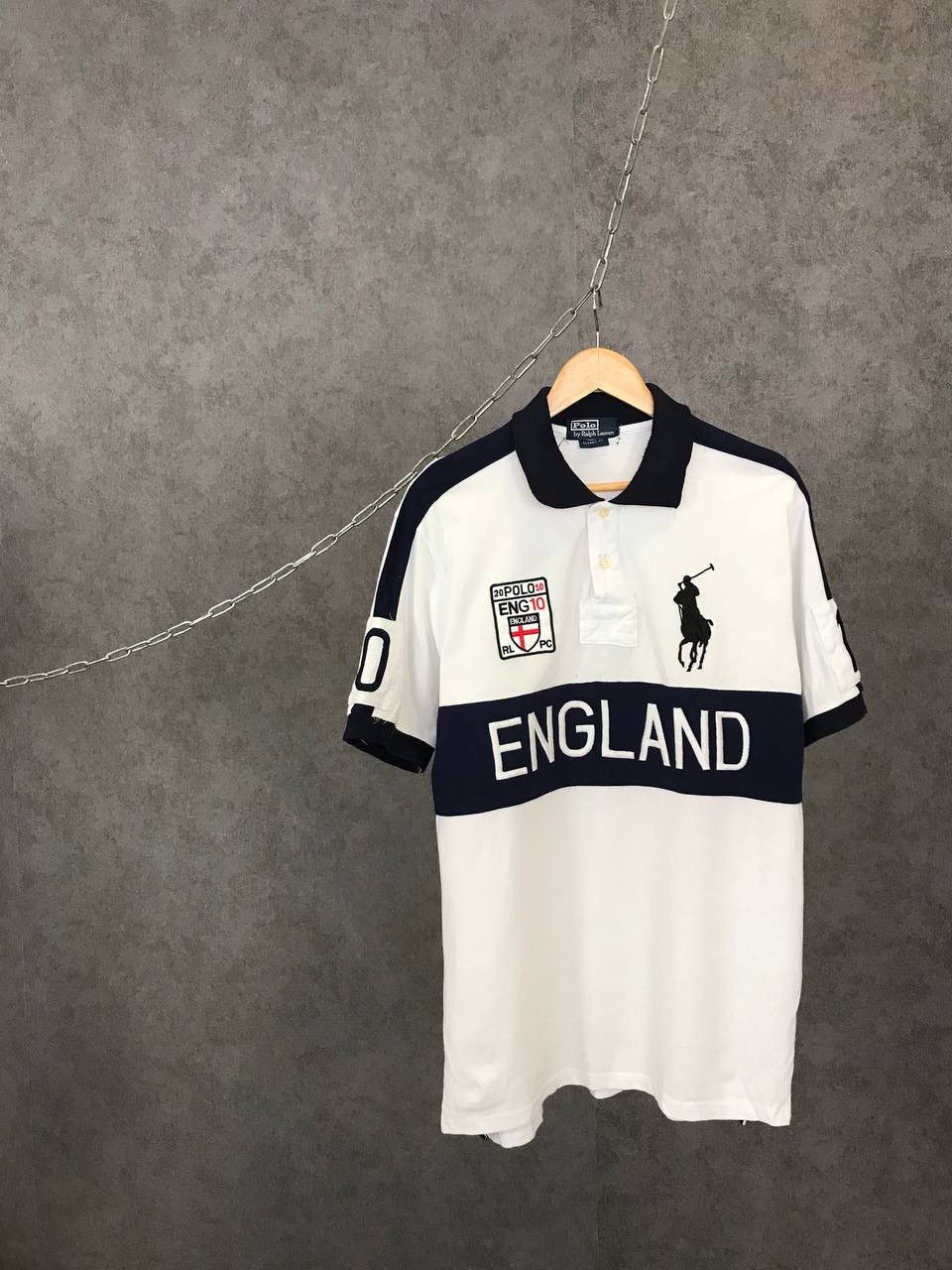 Vintage Polo Ralph Lauren England overprinted polo tee Size US XL / EU 56 / 4 - 1 Thumbnail