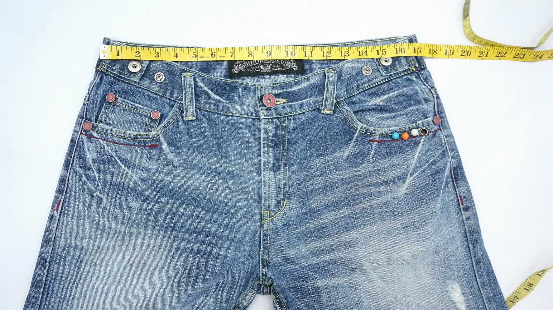 Japanese Brand 🔥 RED PEPPER Gold Label Classic Embroidered Flared Jeans Size US 34 / EU 50 - 14 Thumbnail