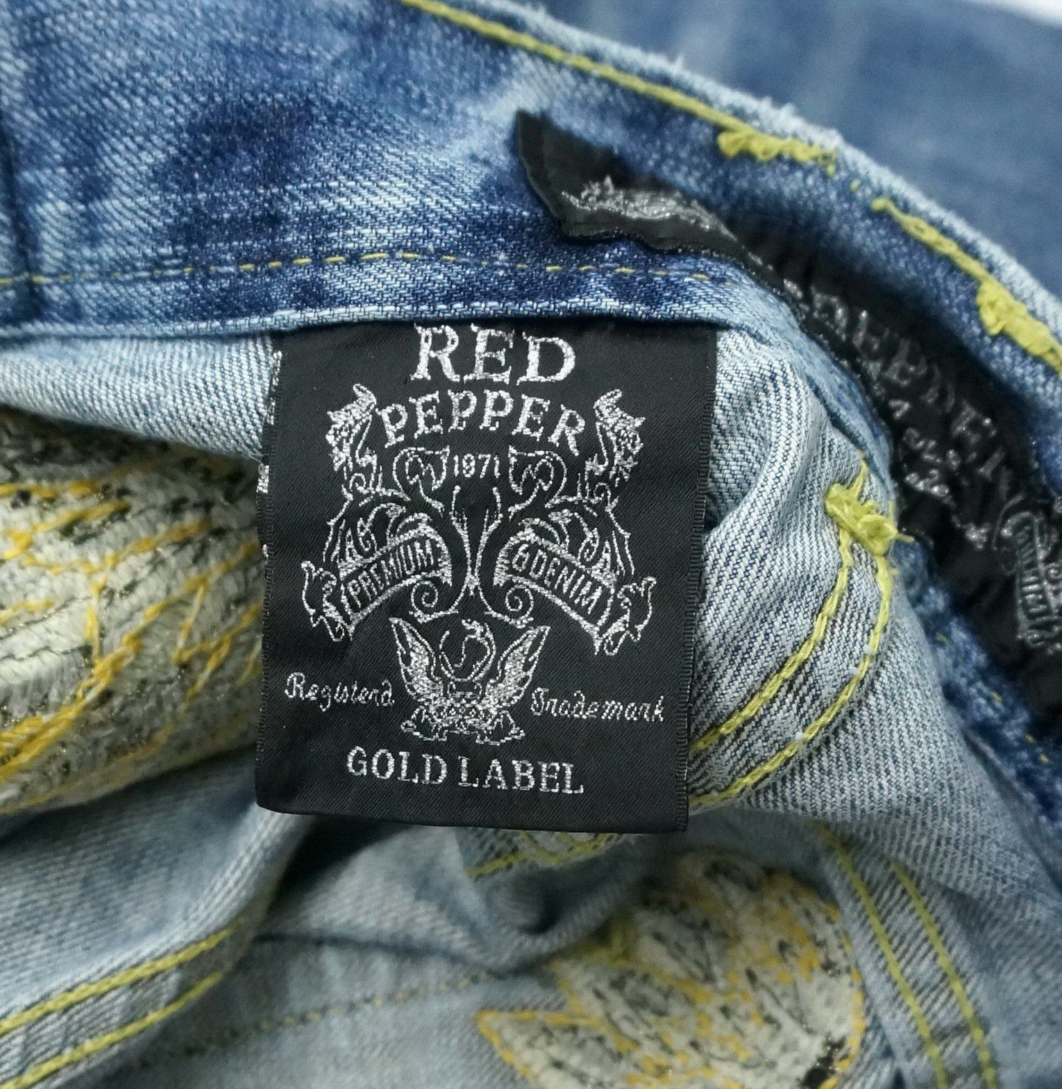 Japanese Brand 🔥 RED PEPPER Gold Label Classic Embroidered Flared Jeans Size US 34 / EU 50 - 22 Thumbnail