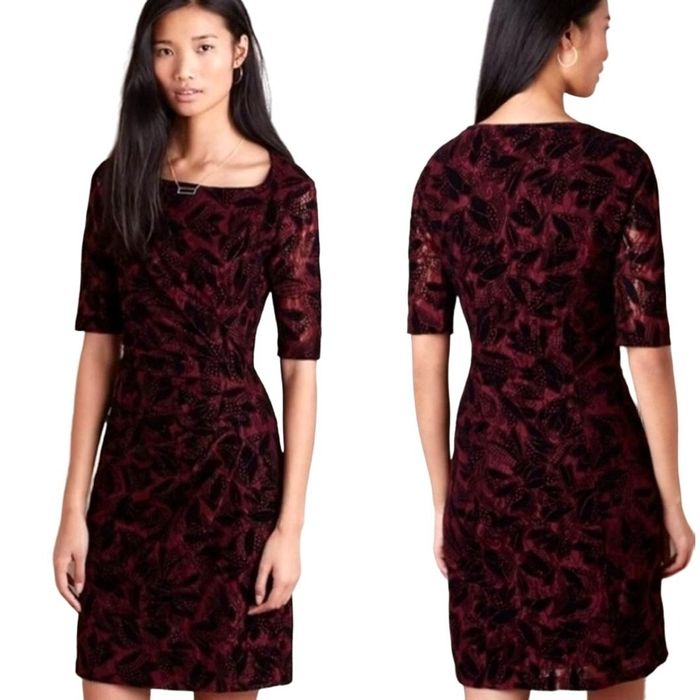 Anthropologie Anthropologie Maeve Elorn Lace Burgundy and Black Lace ...