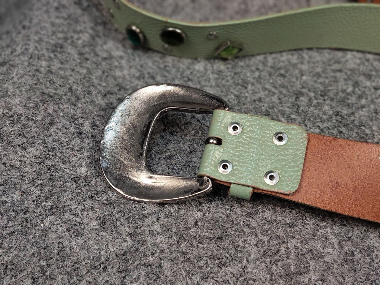 Japanese Brand Vintage 90s Japan Leather Green Belt Hysteric Glamour Style Size ONE SIZE - 10 Thumbnail