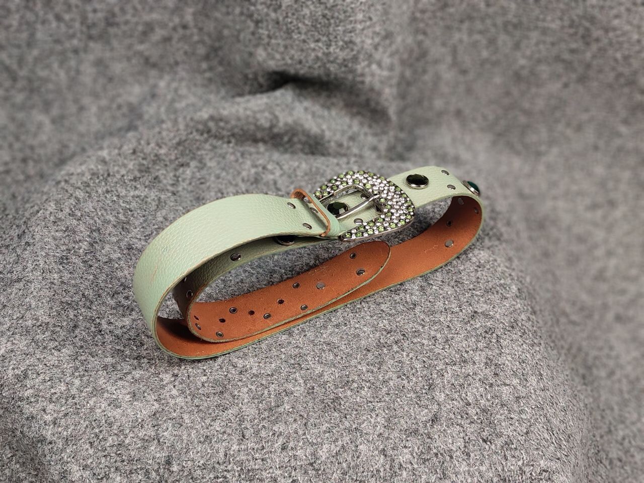 Japanese Brand Vintage 90s Japan Leather Green Belt Hysteric Glamour Style Size ONE SIZE - 11 Thumbnail
