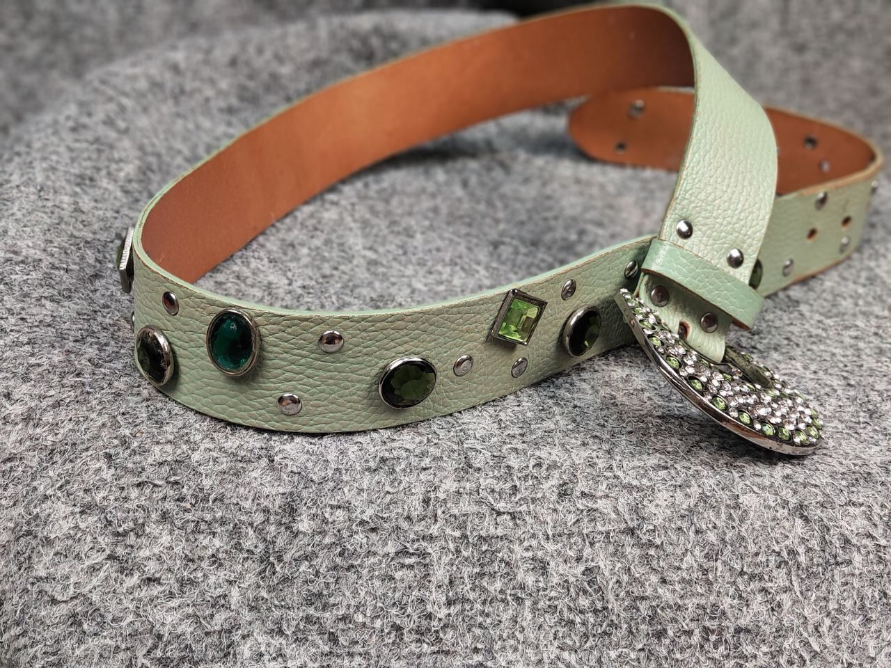 Japanese Brand Vintage 90s Japan Leather Green Belt Hysteric Glamour Style Size ONE SIZE - 6 Thumbnail