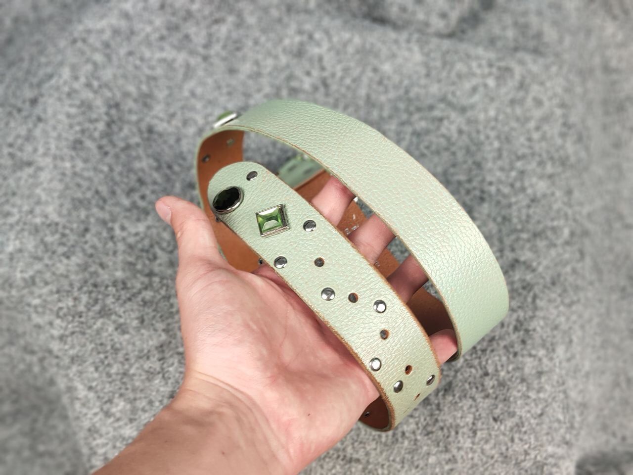 Japanese Brand Vintage 90s Japan Leather Green Belt Hysteric Glamour Style Size ONE SIZE - 14 Thumbnail