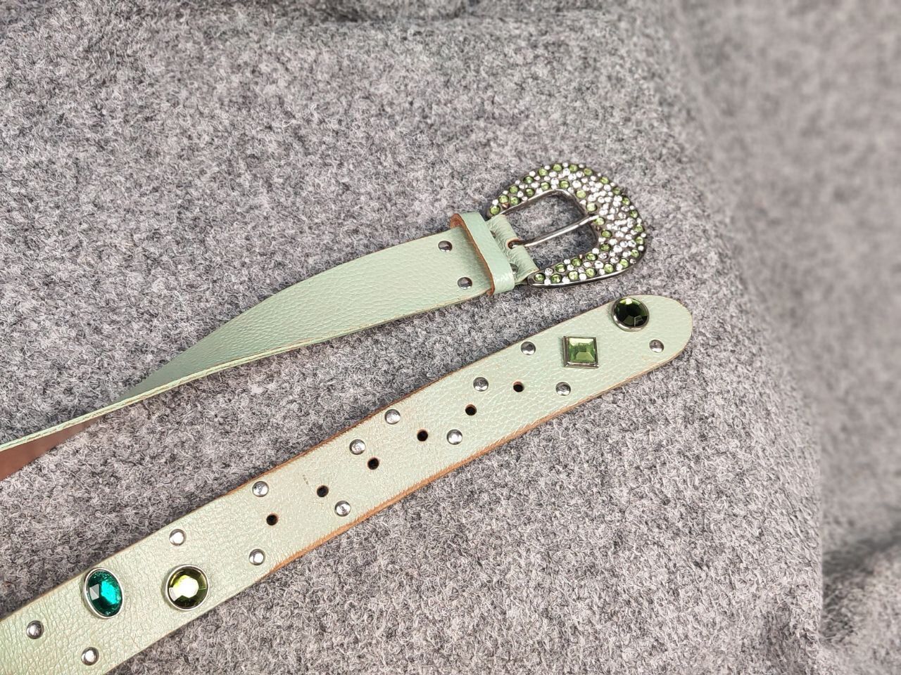 Japanese Brand Vintage 90s Japan Leather Green Belt Hysteric Glamour Style Size ONE SIZE - 7 Thumbnail