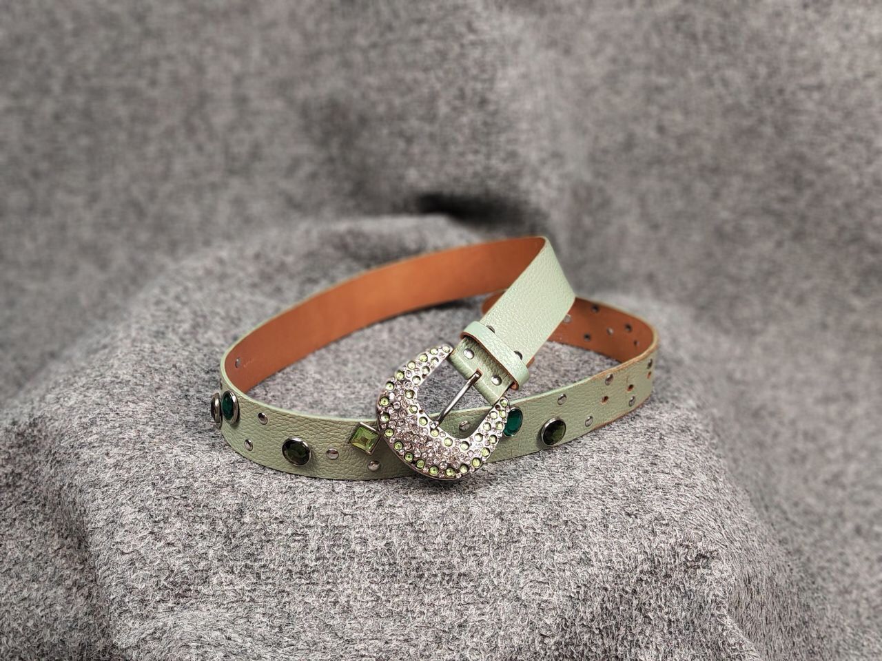 Japanese Brand Vintage 90s Japan Leather Green Belt Hysteric Glamour Style Size ONE SIZE - 4 Thumbnail