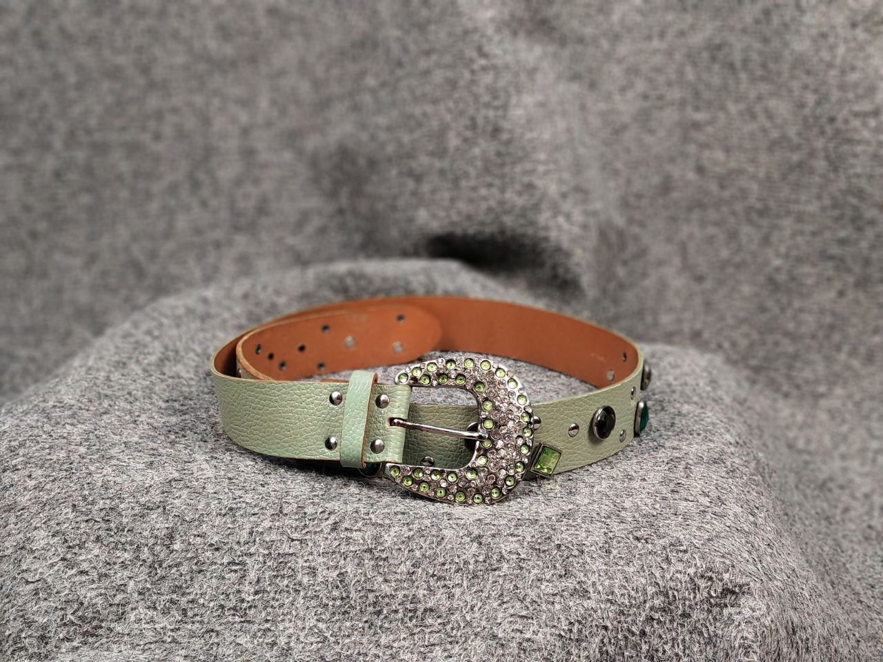 Japanese Brand Vintage 90s Japan Leather Green Belt Hysteric Glamour Style Size ONE SIZE - 1 Thumbnail