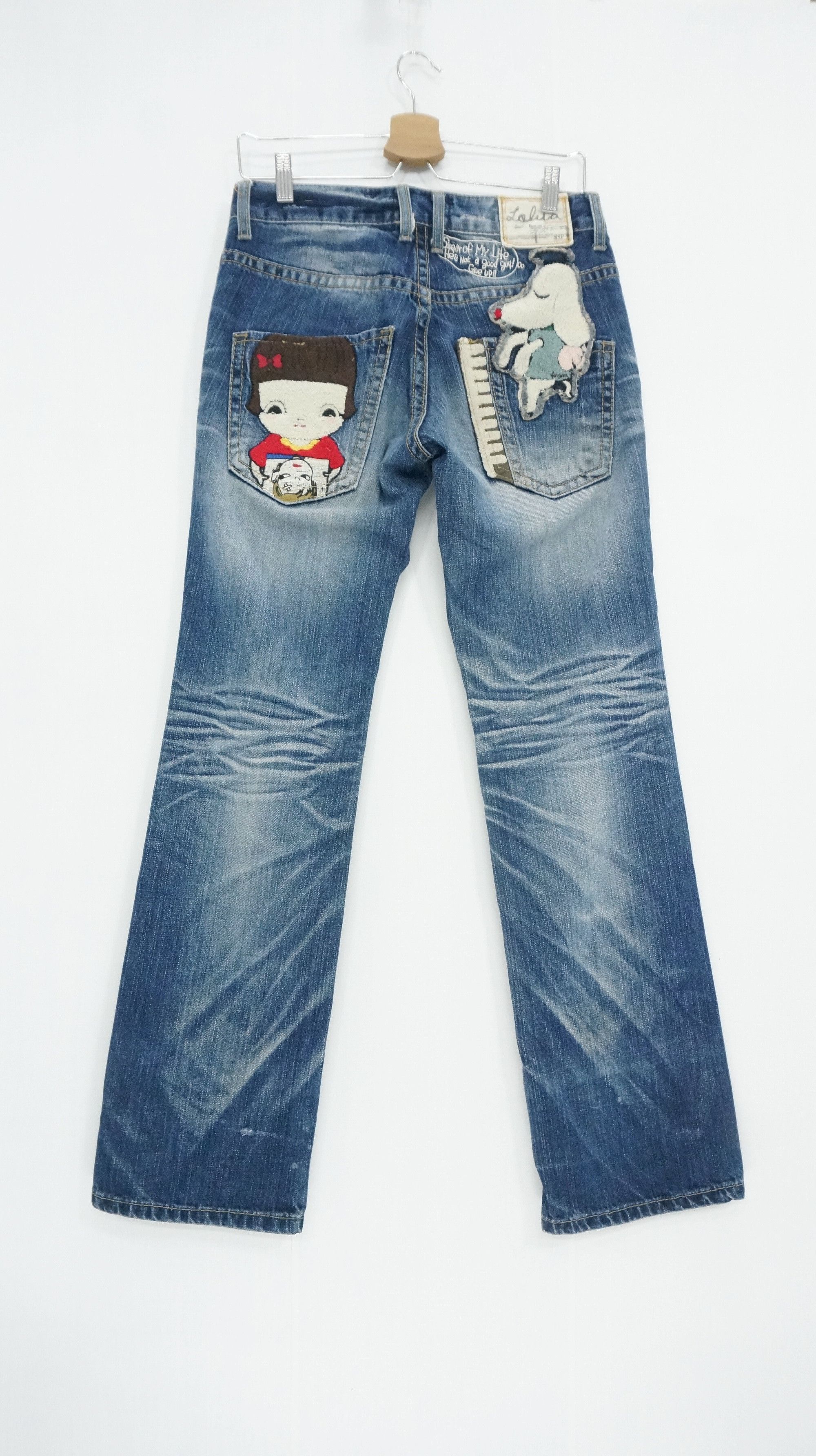 Japanese Brand RARE 🔥 YOSHITOMO NARA LOLITA Vintage Blue Jeans Size US 29 - 1 Thumbnail