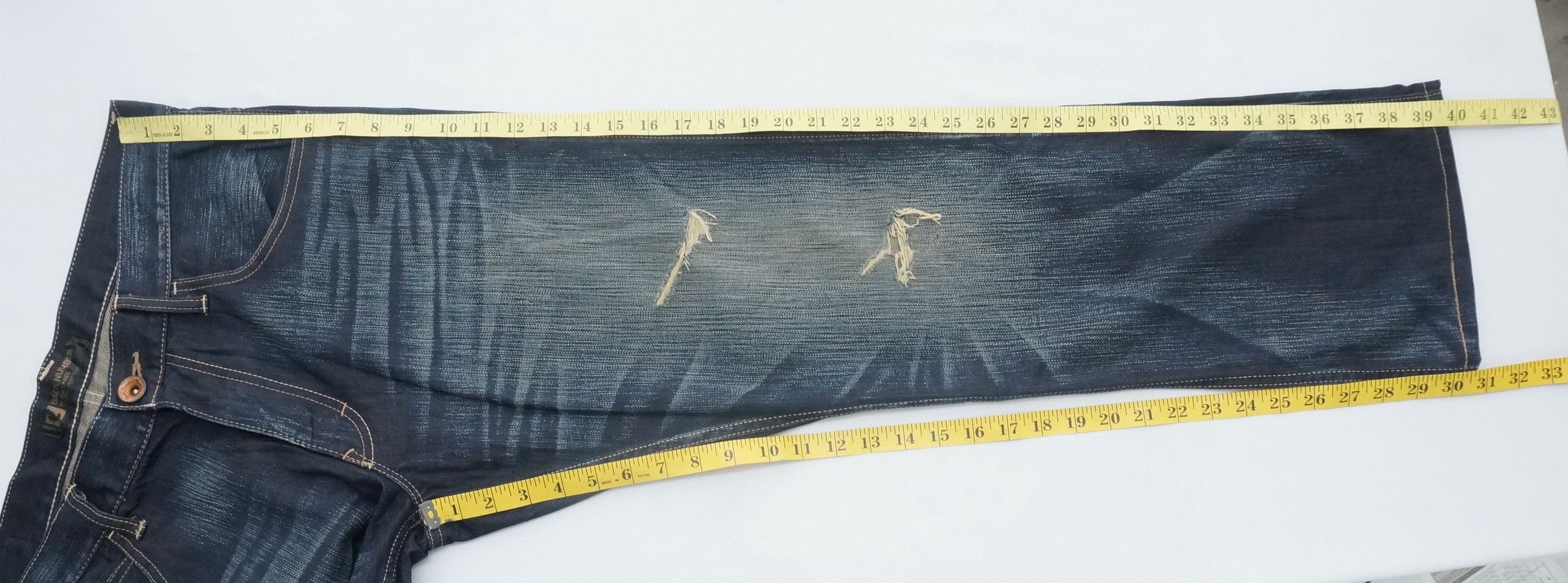 Japanese Brand BACK NUMBER Cinch Back Distressed Jeans Size US 34 / EU 50 - 16 Thumbnail