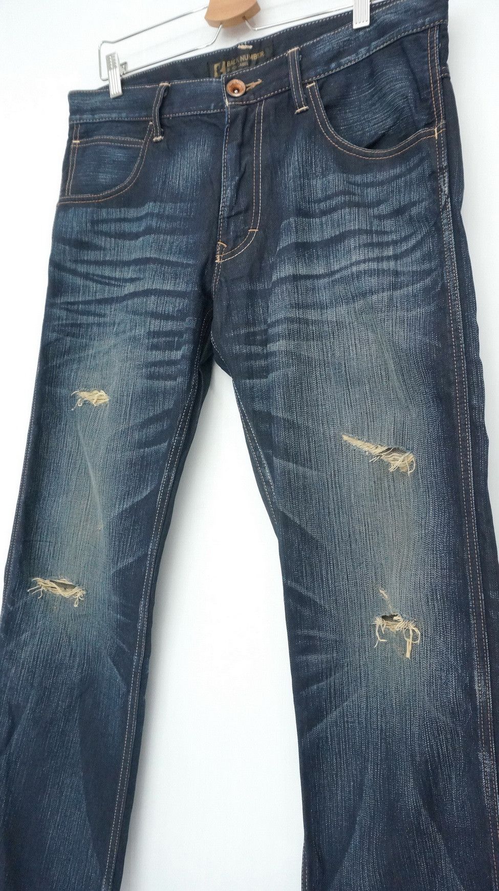 Japanese Brand BACK NUMBER Cinch Back Distressed Jeans Size US 34 / EU 50 - 3 Thumbnail