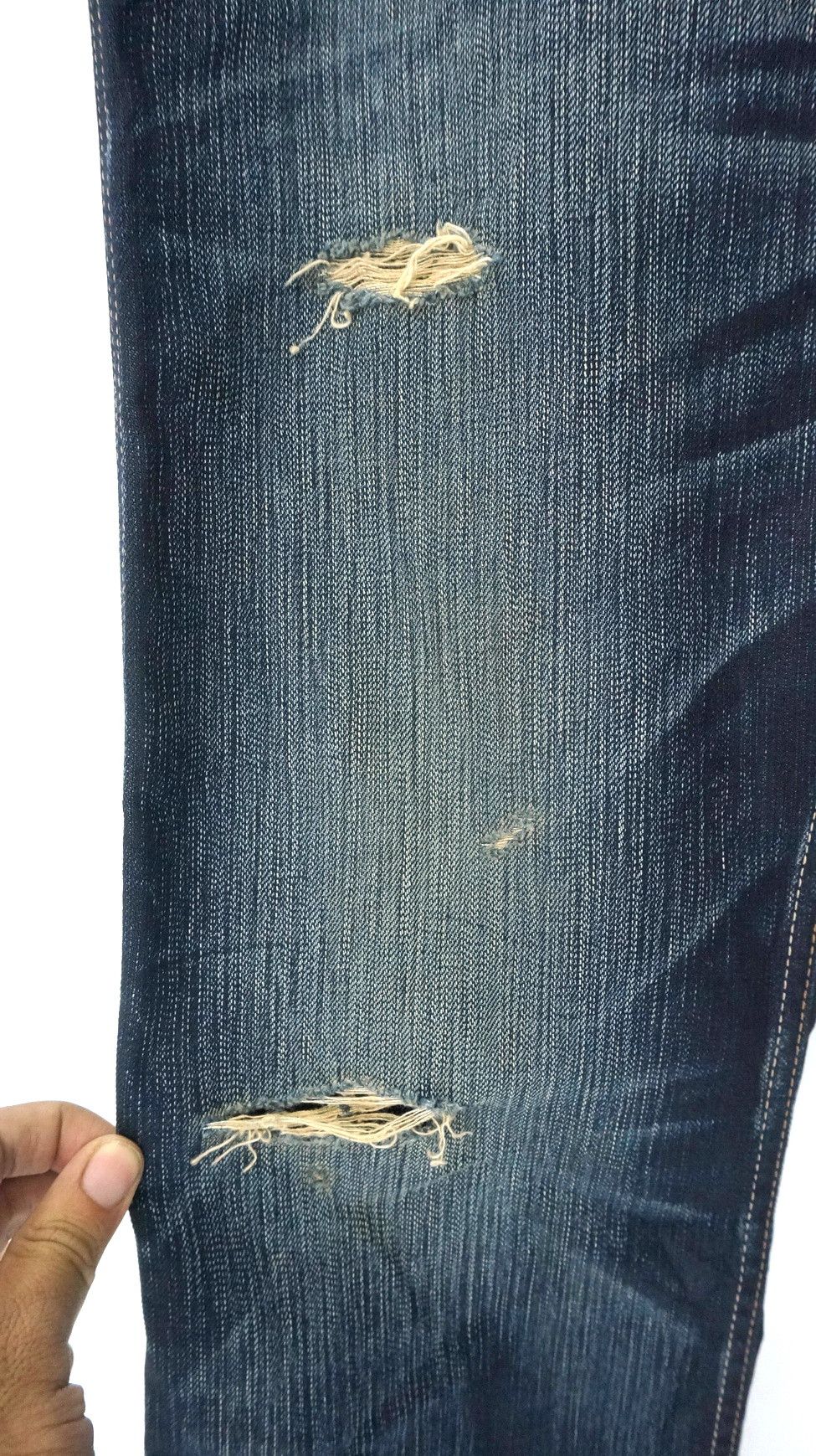 Japanese Brand BACK NUMBER Cinch Back Distressed Jeans Size US 34 / EU 50 - 9 Thumbnail