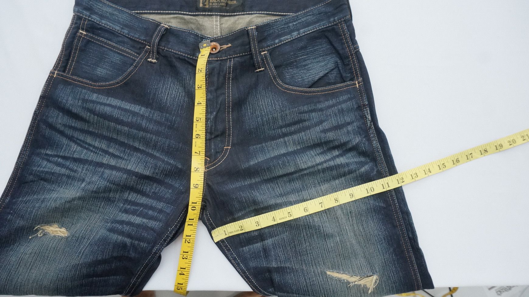 Japanese Brand BACK NUMBER Cinch Back Distressed Jeans Size US 34 / EU 50 - 15 Thumbnail