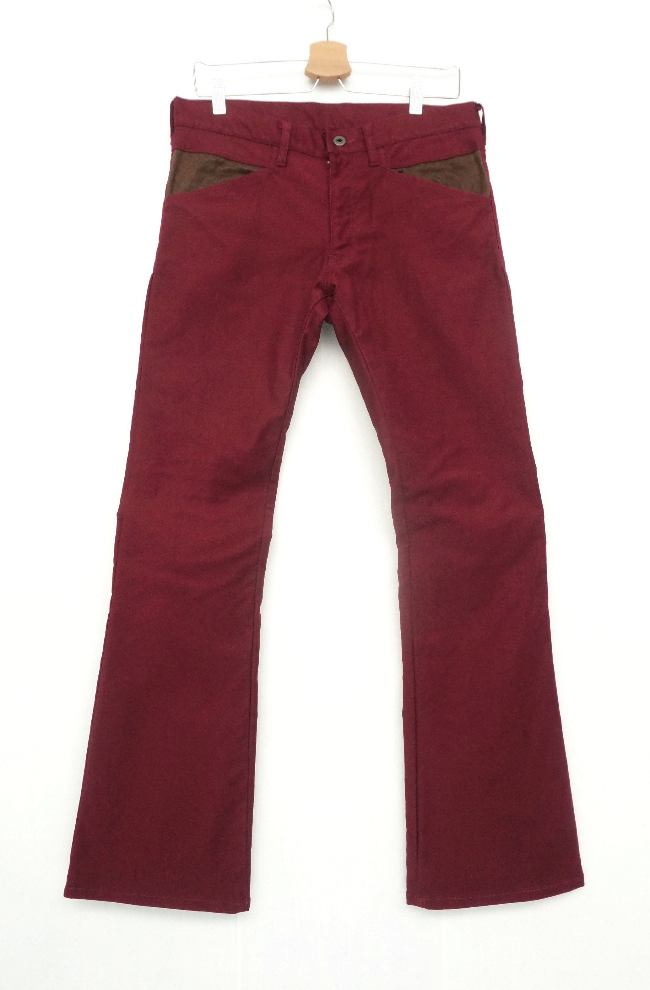 Japanese Brand HolyFlare 💥 DIFFERENCE EDGE RUPERT Burgundy Hourglass Pants Size US 29 - 2 Thumbnail