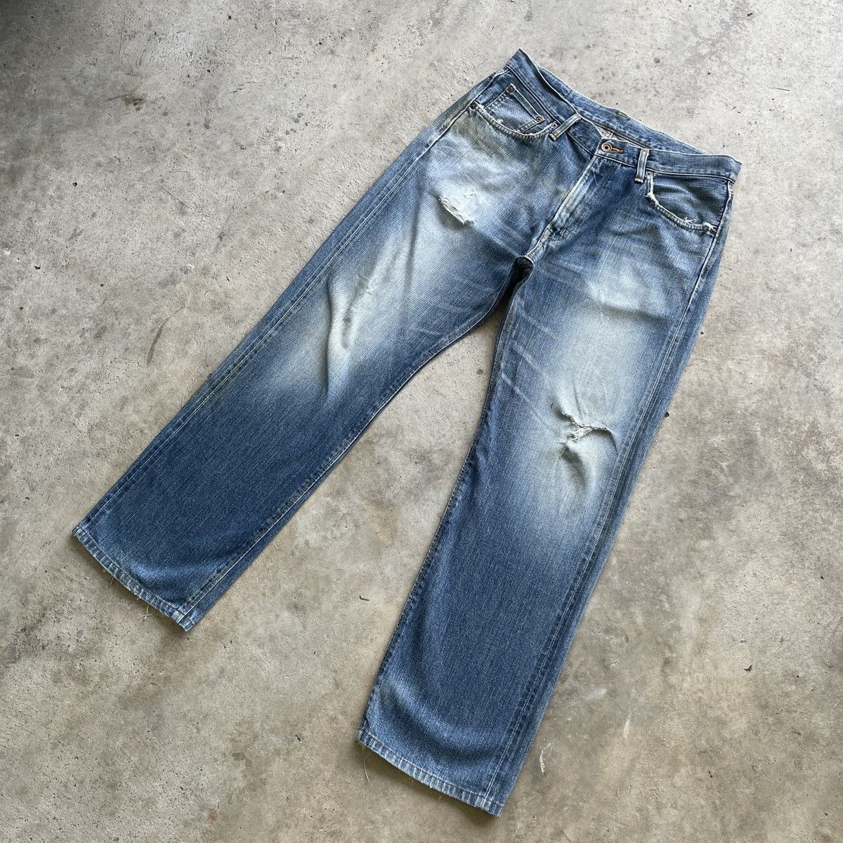 Japanese Brand Vintage Edwin 505 Orenge Tag Faded Denim Pants Distressed Size US 33 - 2 Thumbnail
