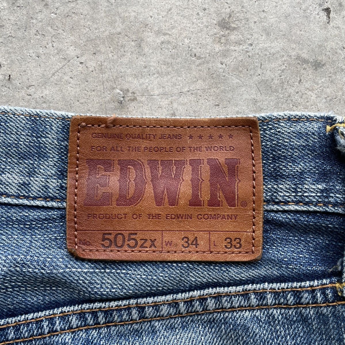 Japanese Brand Vintage Edwin 505 Orenge Tag Faded Denim Pants Distressed Size US 33 - 8 Thumbnail