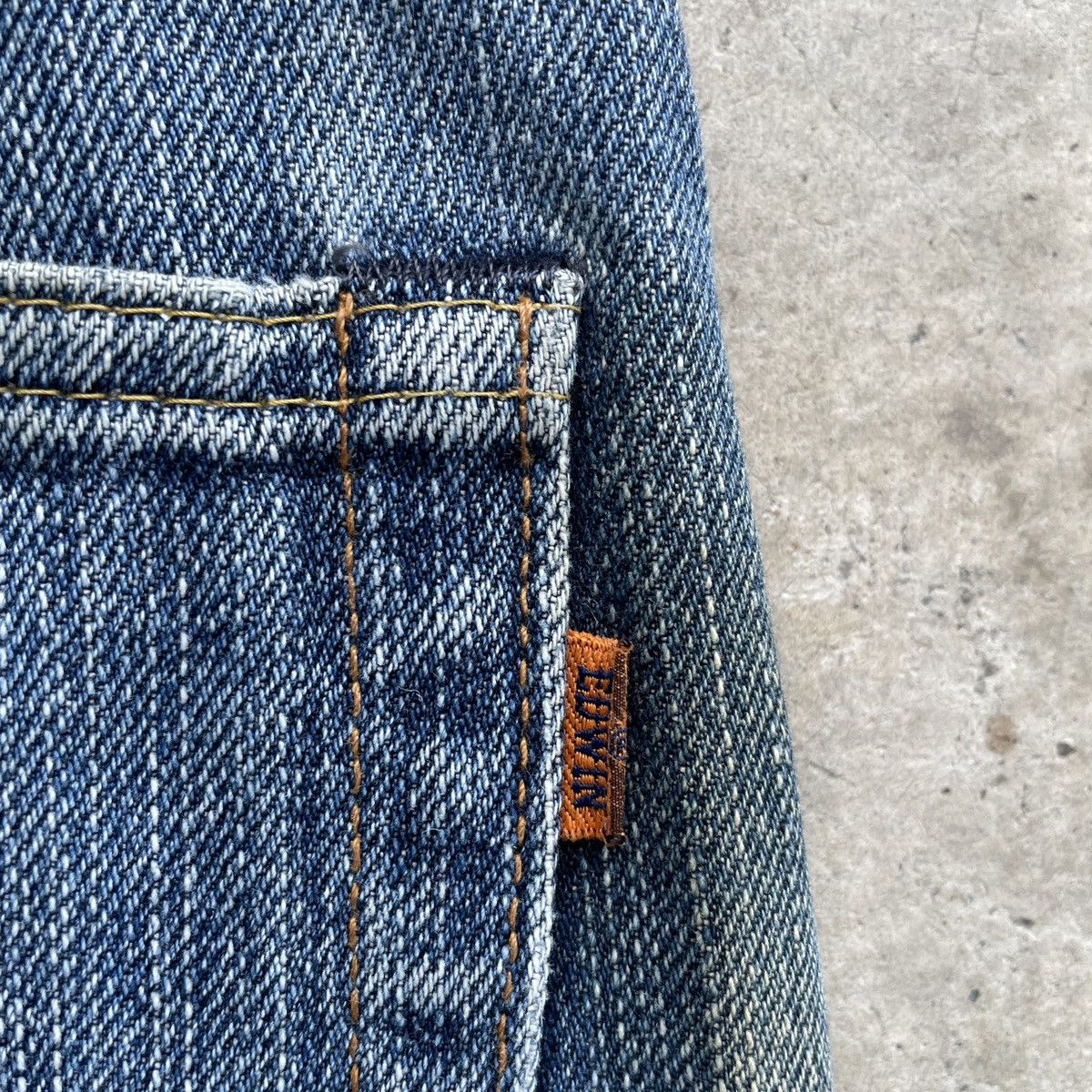 Japanese Brand Vintage Edwin 505 Orenge Tag Faded Denim Pants Distressed Size US 33 - 9 Thumbnail