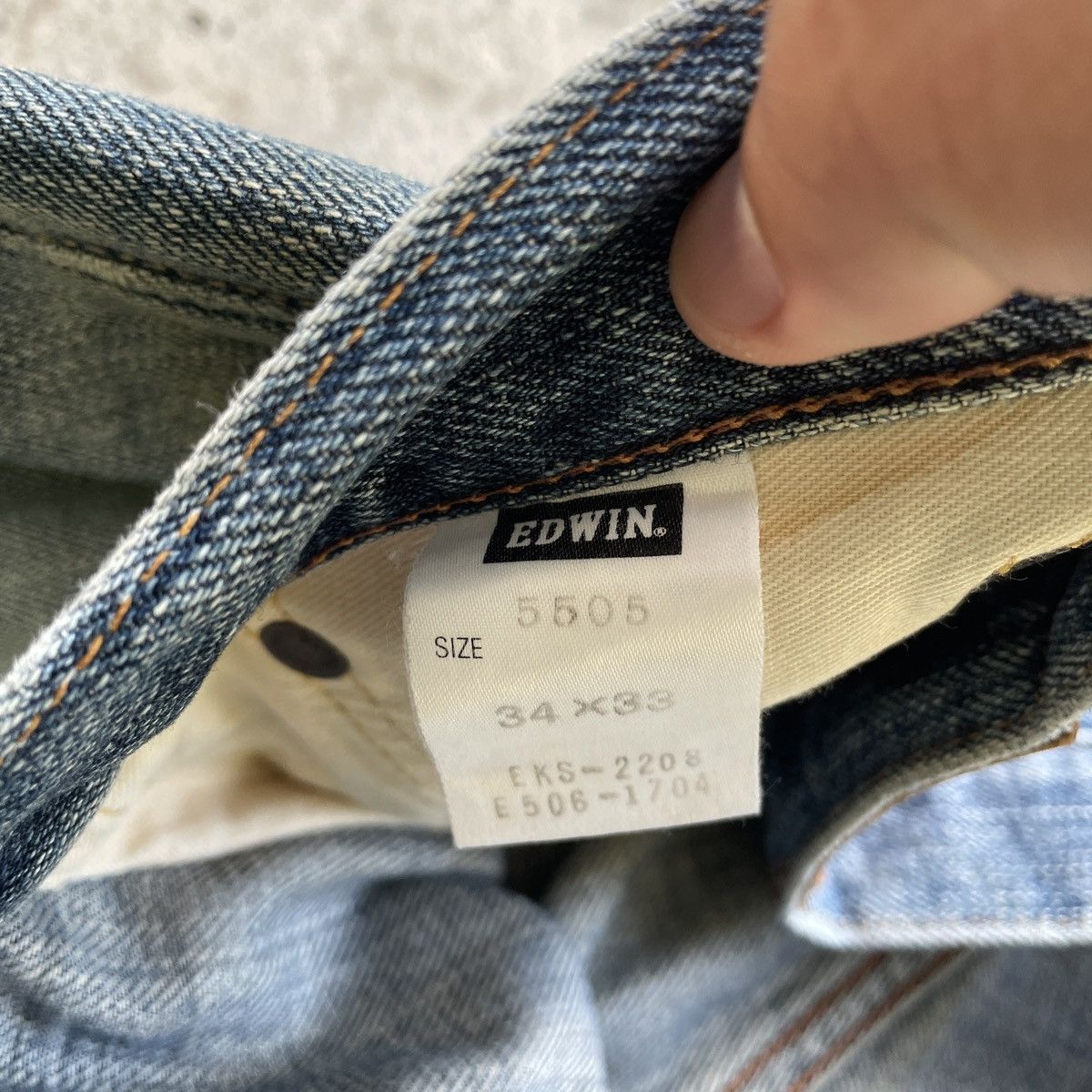 Japanese Brand Vintage Edwin 505 Orenge Tag Faded Denim Pants Distressed Size US 33 - 7 Thumbnail