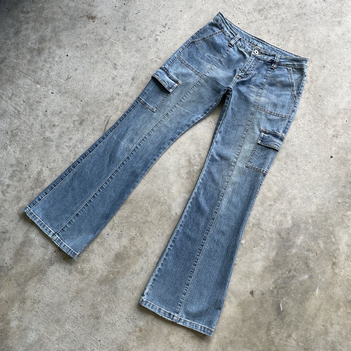 Japanese Brand W30🔥 Japanese Vintage Faded Denim Jeans Cargo Pants FLARE Size US 30 / EU 46 - 2 Thumbnail