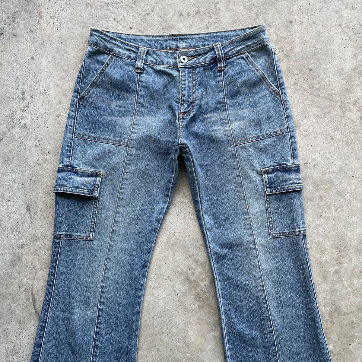 Japanese Brand W30🔥 Japanese Vintage Faded Denim Jeans Cargo Pants FLARE Size US 30 / EU 46 - 3 Thumbnail