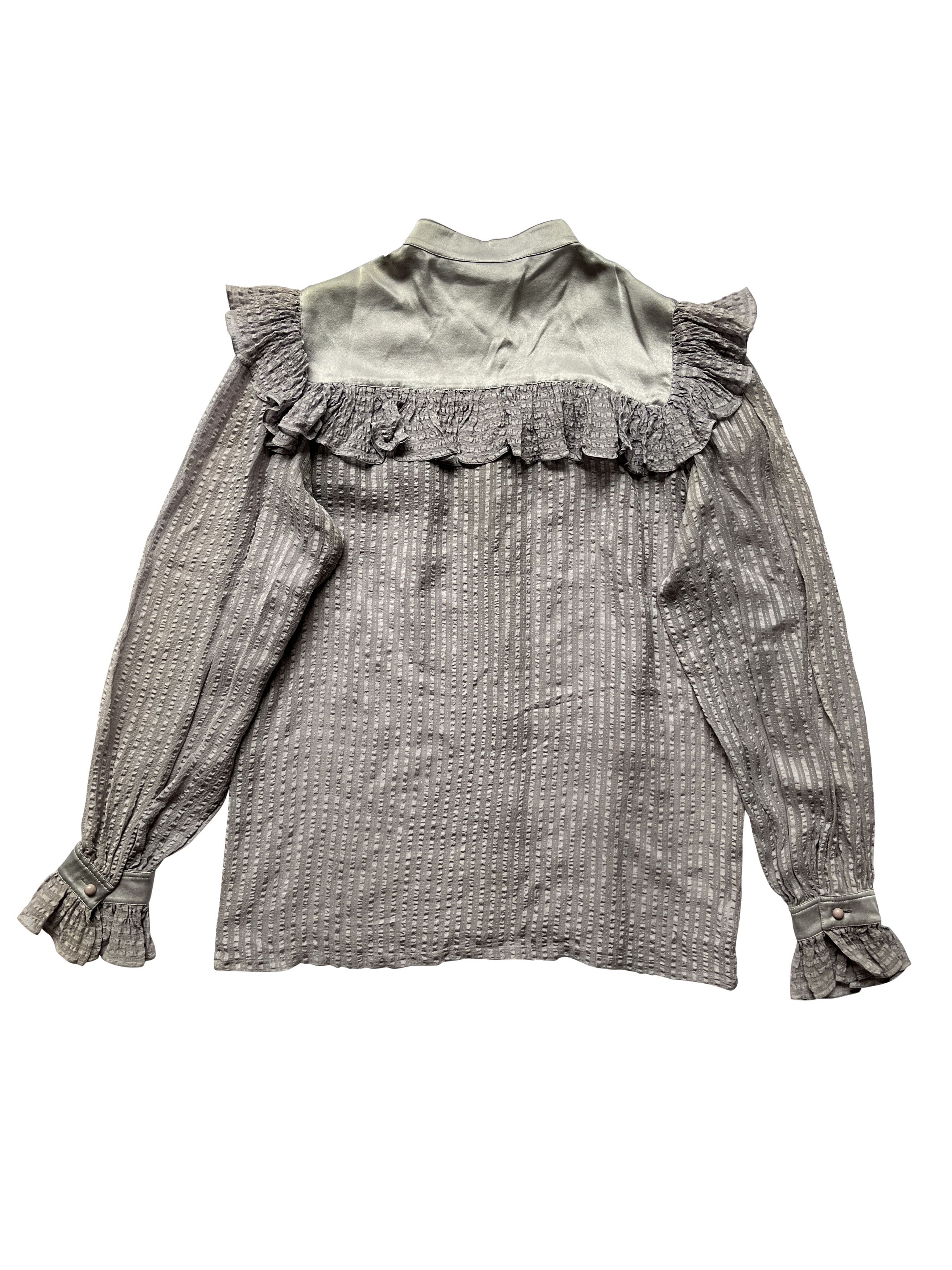 Dior ⚡️QUICK SALE⚡️ 1980s' Christian Dior Silver Sheer Blouse Size M / US 6-8 / IT 42-44 - 2 Thumbnail