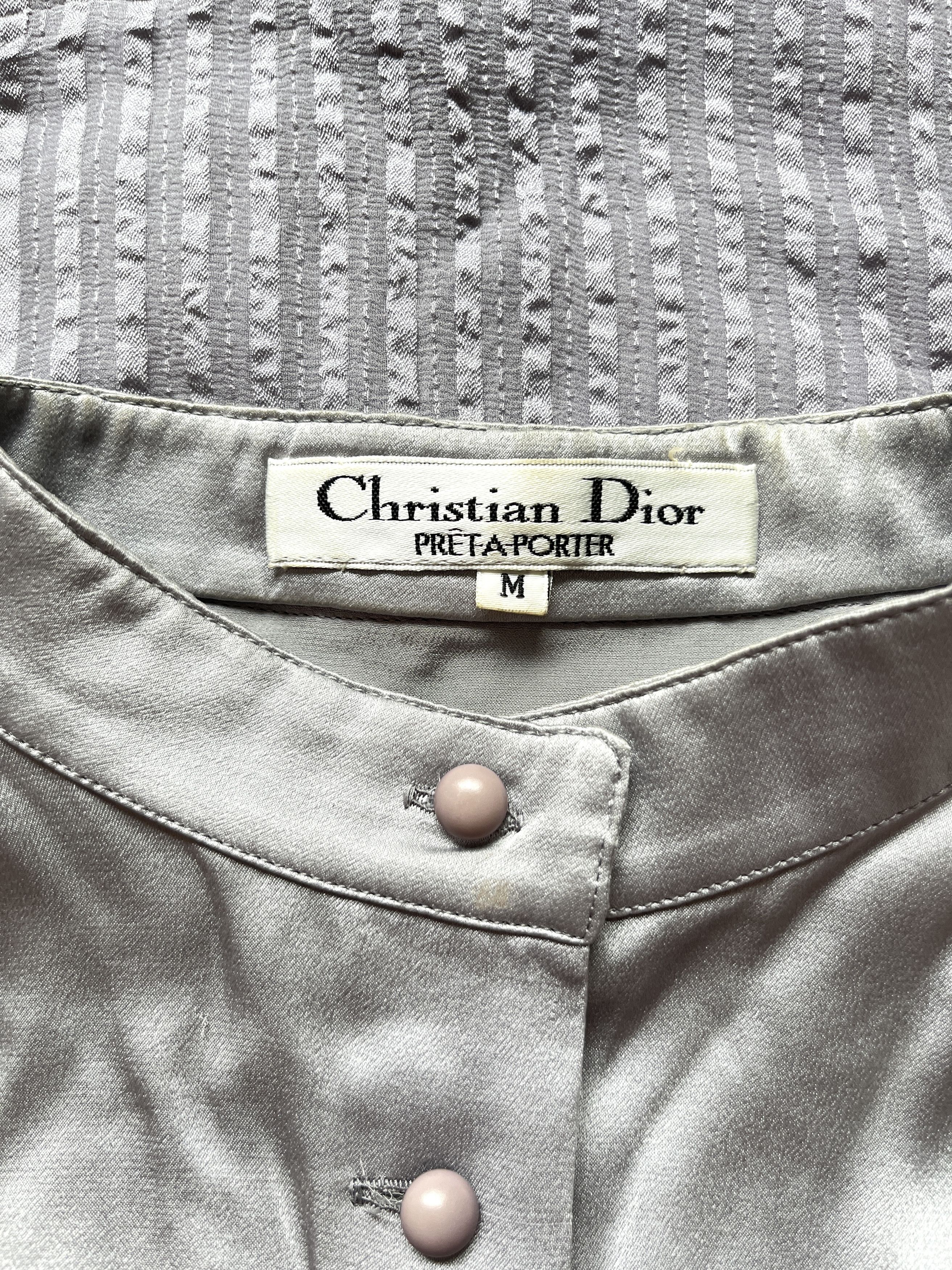 Dior ⚡️QUICK SALE⚡️ 1980s' Christian Dior Silver Sheer Blouse Size M / US 6-8 / IT 42-44 - 3 Thumbnail