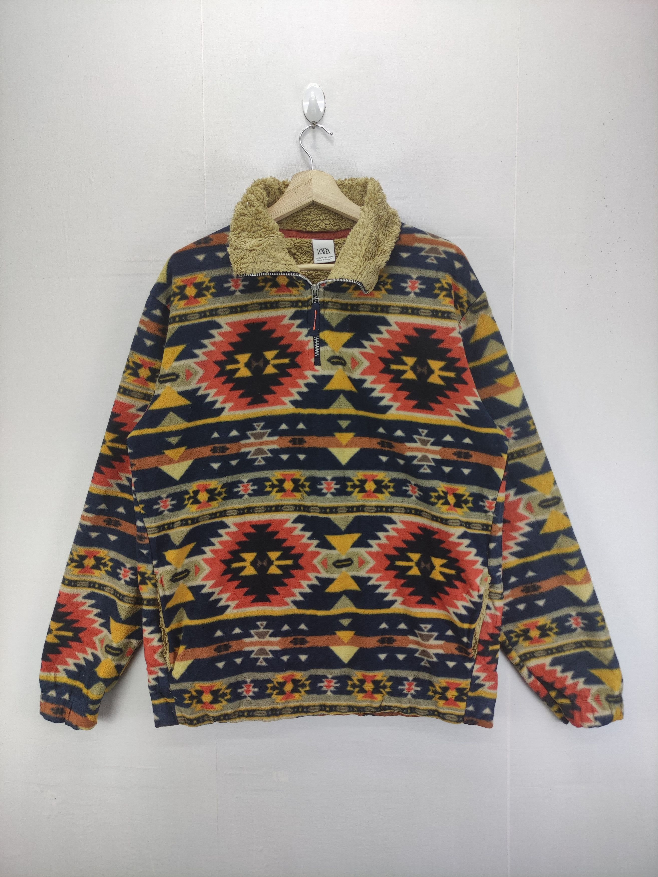 Zara Vintage Zara Native Pattern Sweater Half Zipper Size US L / EU 52-54 / 3 - 1 Thumbnail