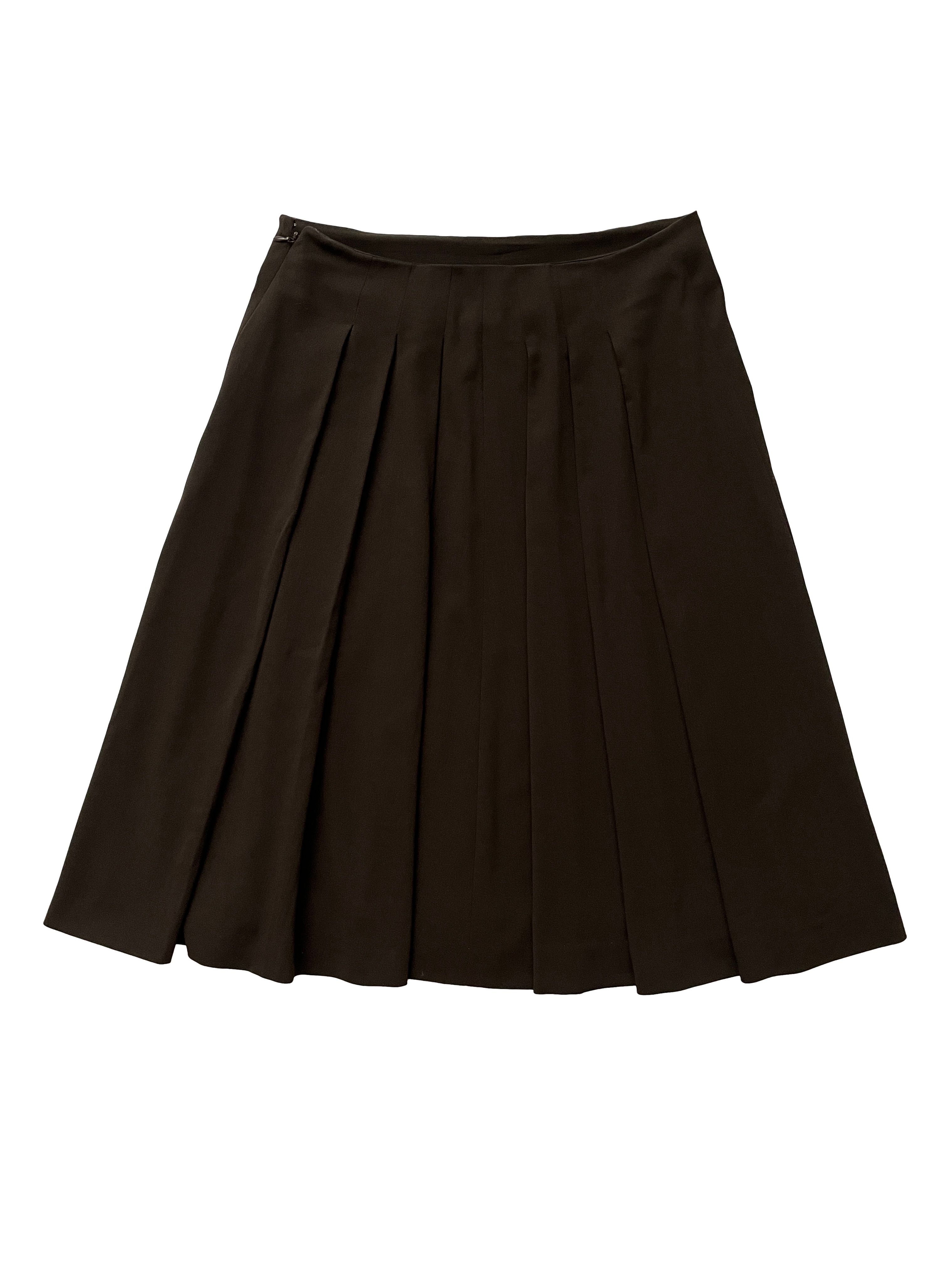 Celine ⚡️QUICK SALE⚡️Celine Phoebe Philo Brown A-Line Skirt Pleats Size 28" / US 6 / IT 42 - 2 Preview