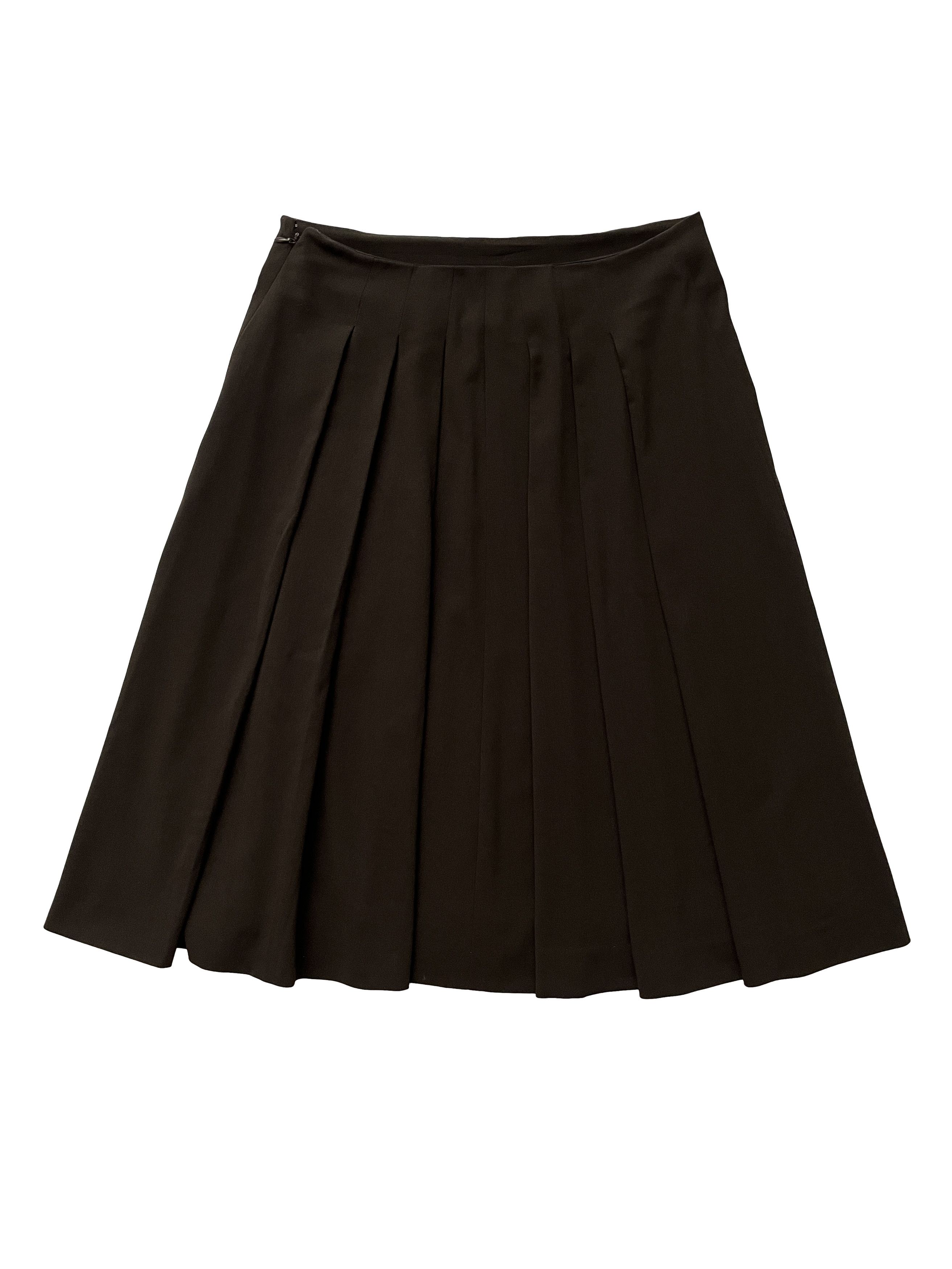 Celine ⚡️QUICK SALE⚡️Celine Phoebe Philo Brown A-Line Skirt Pleats Size 28" / US 6 / IT 42 - 2 Thumbnail