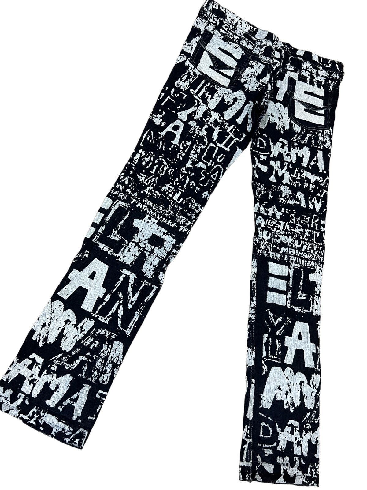 SHAREEF RARE🔥90s El Rodeo Kapital Alphabet Overprinted Skinny Denim Size US 30 / EU 46 - 2 Thumbnail