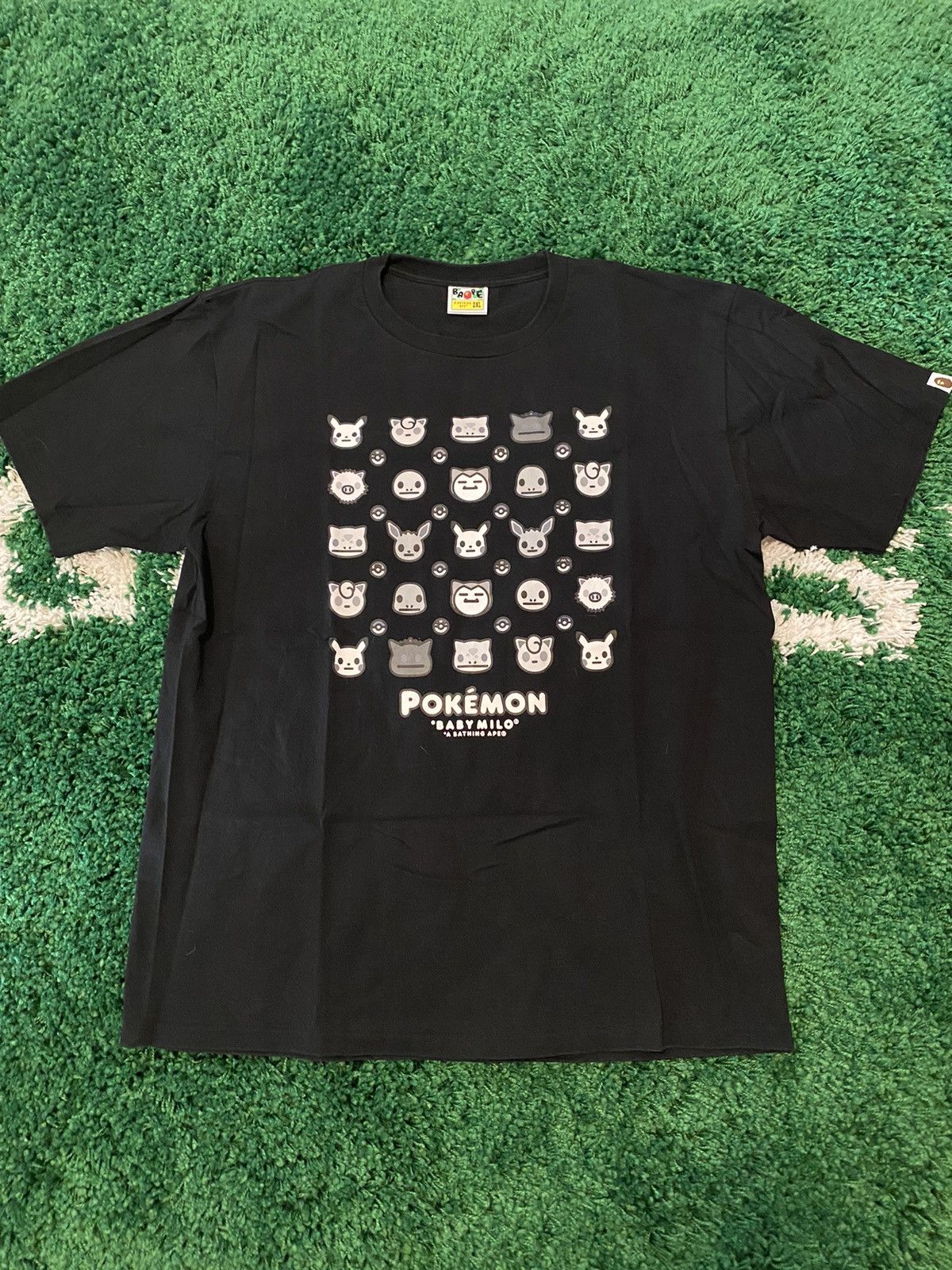 image of Bape X Pokémon Monotone Monogram Tee In Size Xxl in Black, Men's