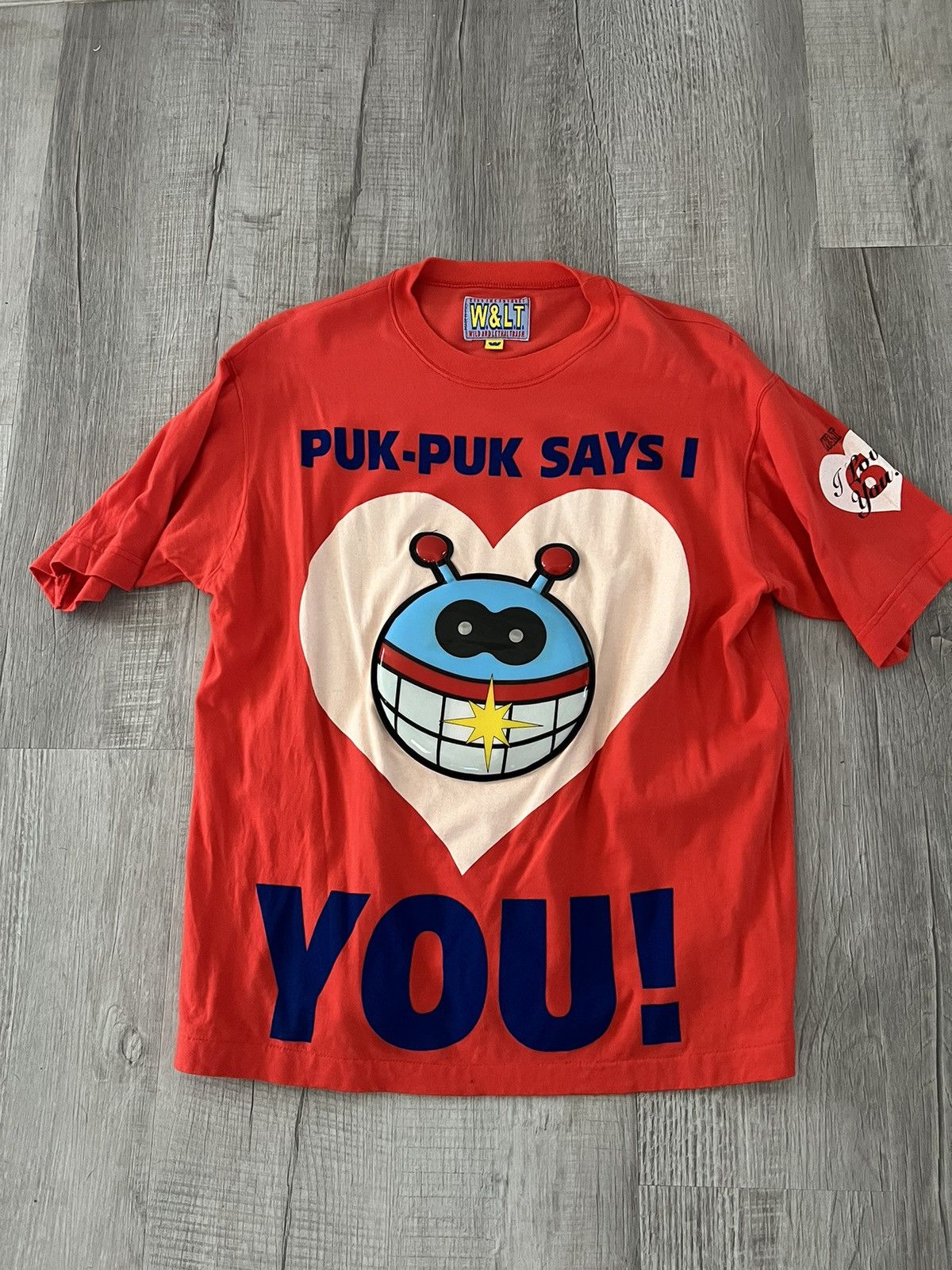 image of W Lt Walter Van Beirendonck x Walter Van Beirendonck Kiss The Future Puk Puk Tee in Red (Size Small