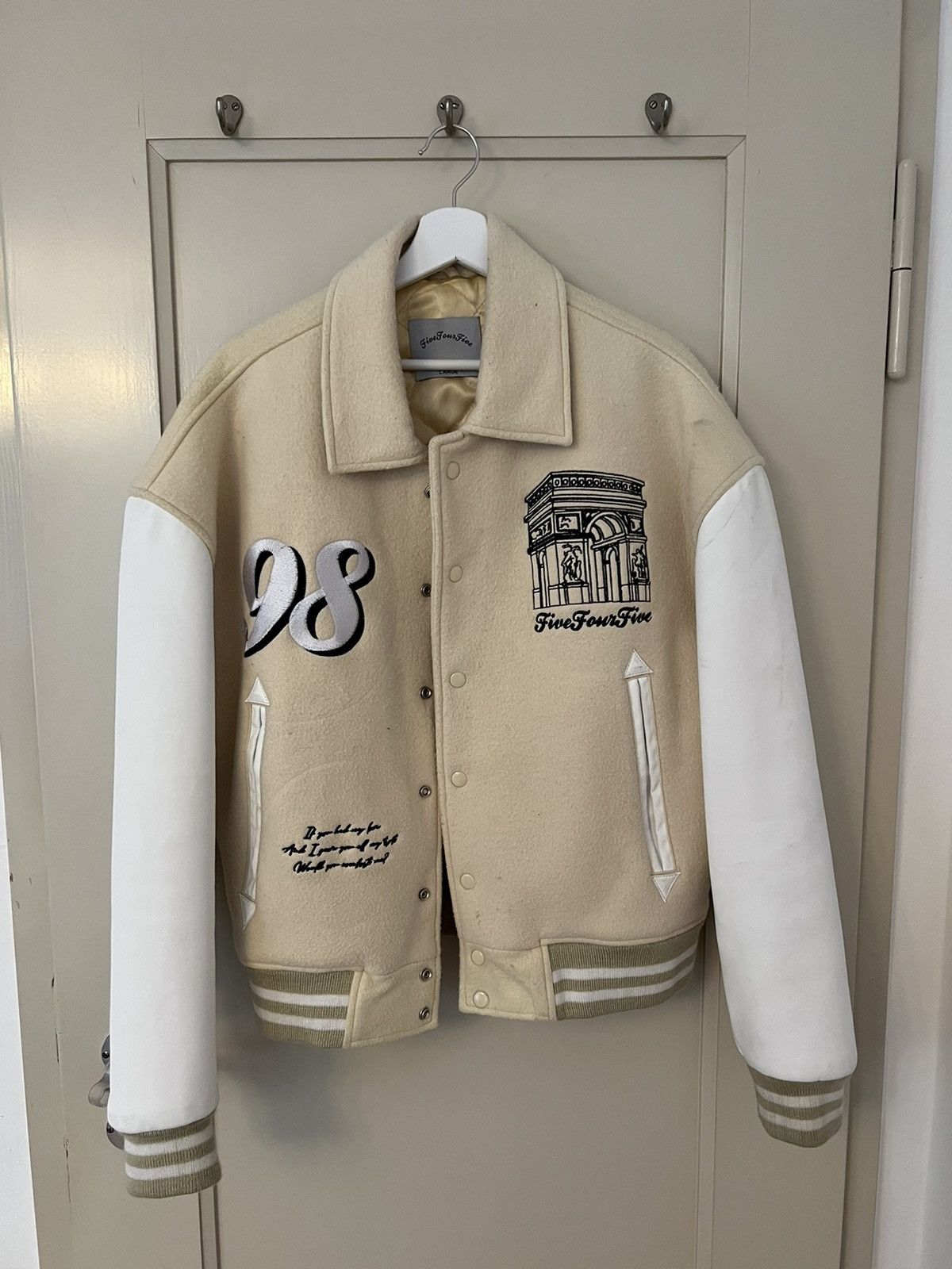 Five Four FiveForFive Varsity Jacket Cream/White | Grailed