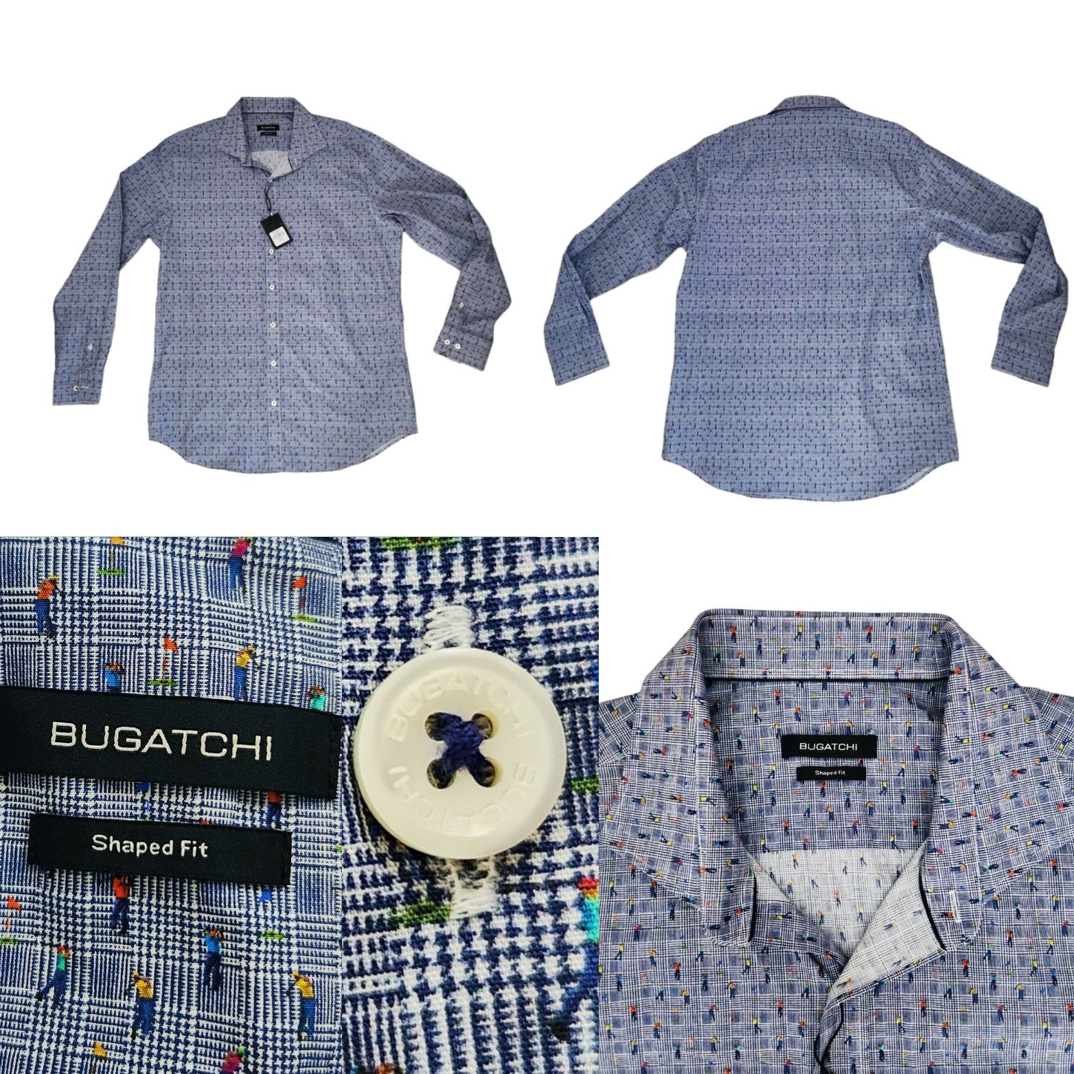 New Bugatchi Signature Golf and green print all over SZ XXL