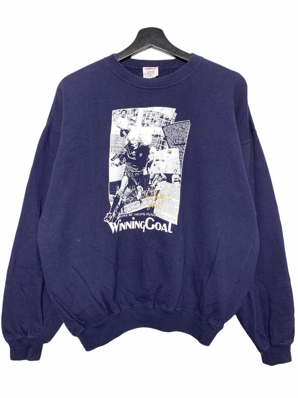 image of Vintage Kalof Winning Goal Sportswear Crewneck Sweatshirt in Dark Blue, Men's (Size Medium)