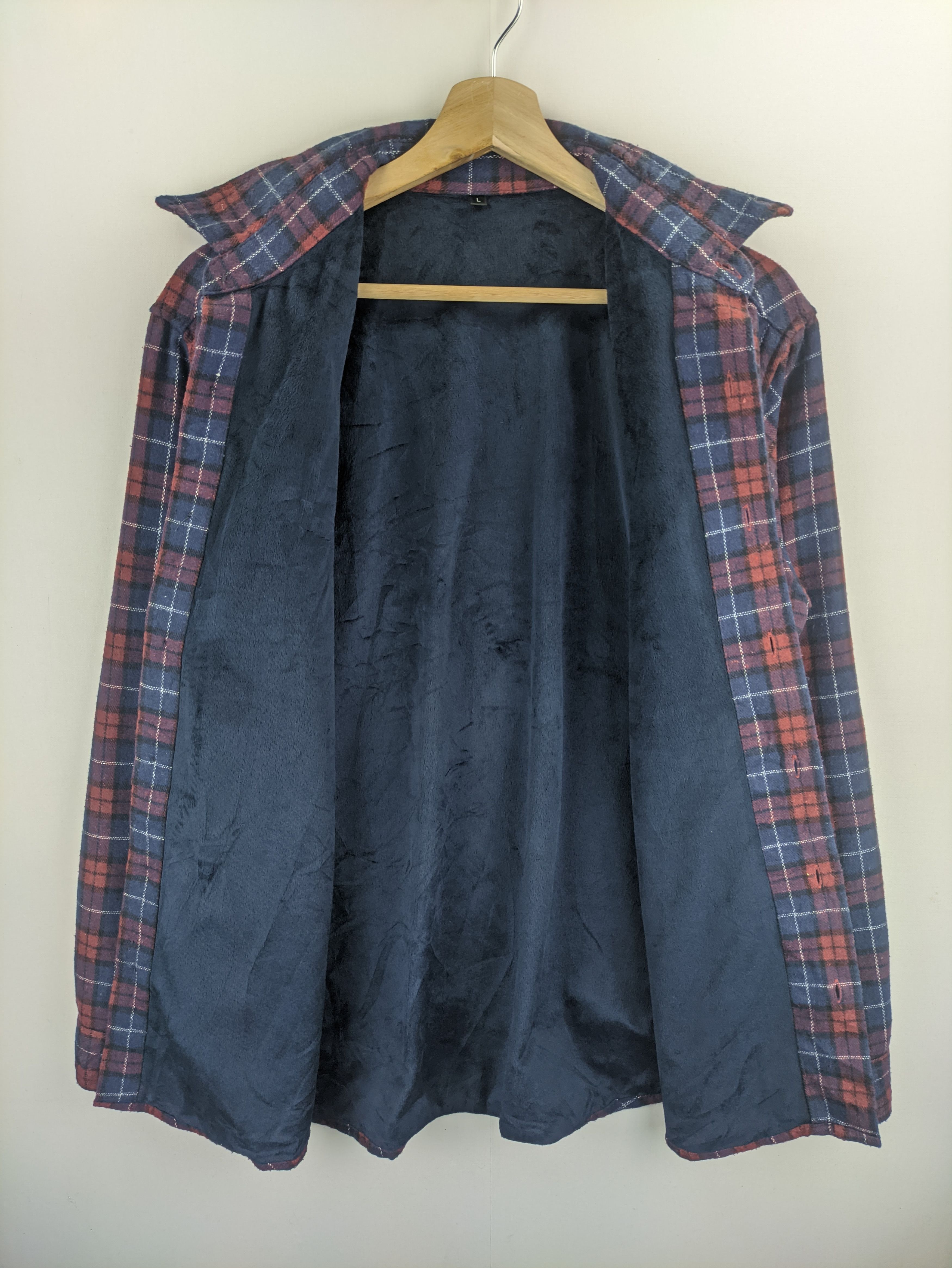 Flannel × Japanese Brand Steals🔥Flannel Jacket Checkered Velvet Liner Size US M / EU 48-50 / 2 - 4 Thumbnail