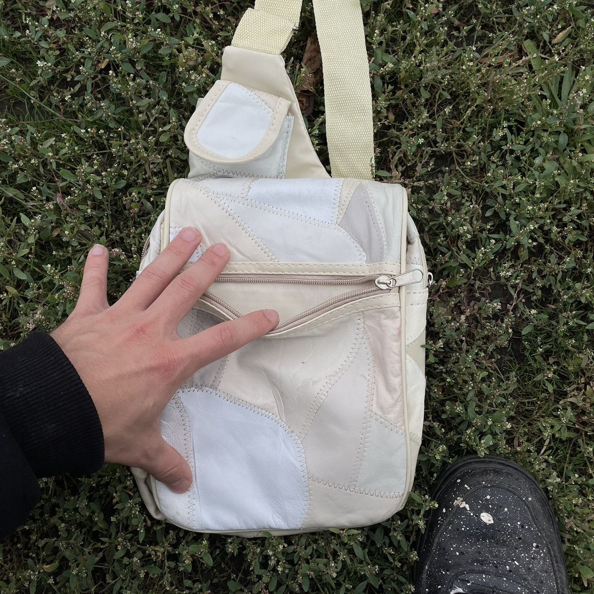 Vintage Y2K Cream Canvas Shoulder Bag Crossbody Streetwear Grunge OS Size ONE SIZE - 5 Thumbnail