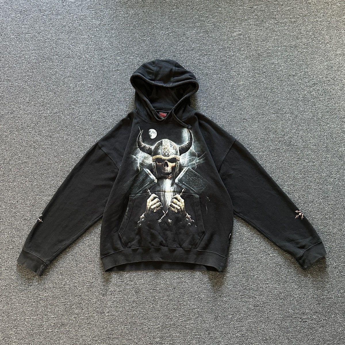 Other Vintage Spirals Skull Viking Balck Boxy Hoodie Size US XXL / EU 58 / 5 - 1 Thumbnail