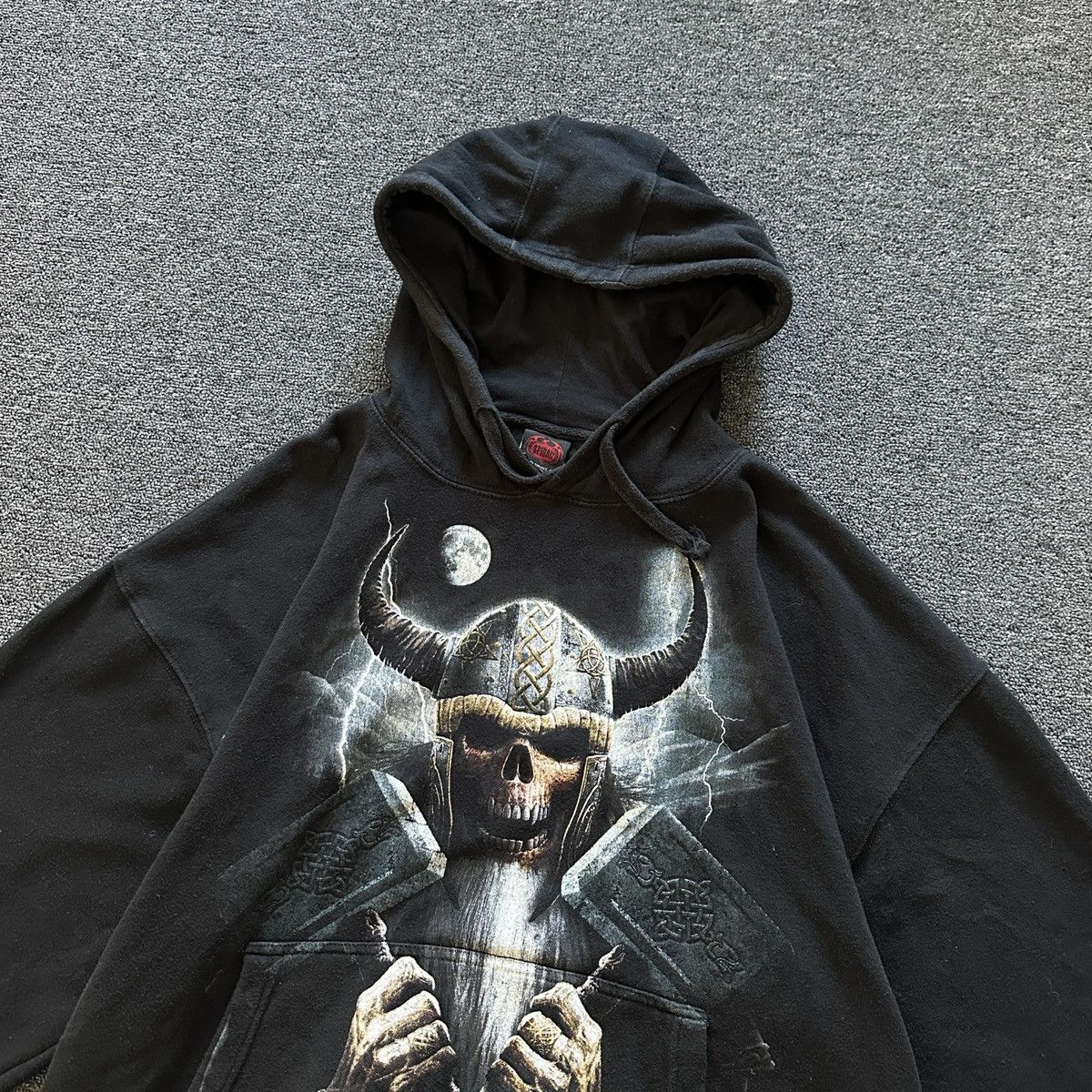 Other Vintage Spirals Skull Viking Balck Boxy Hoodie Size US XXL / EU 58 / 5 - 3 Thumbnail
