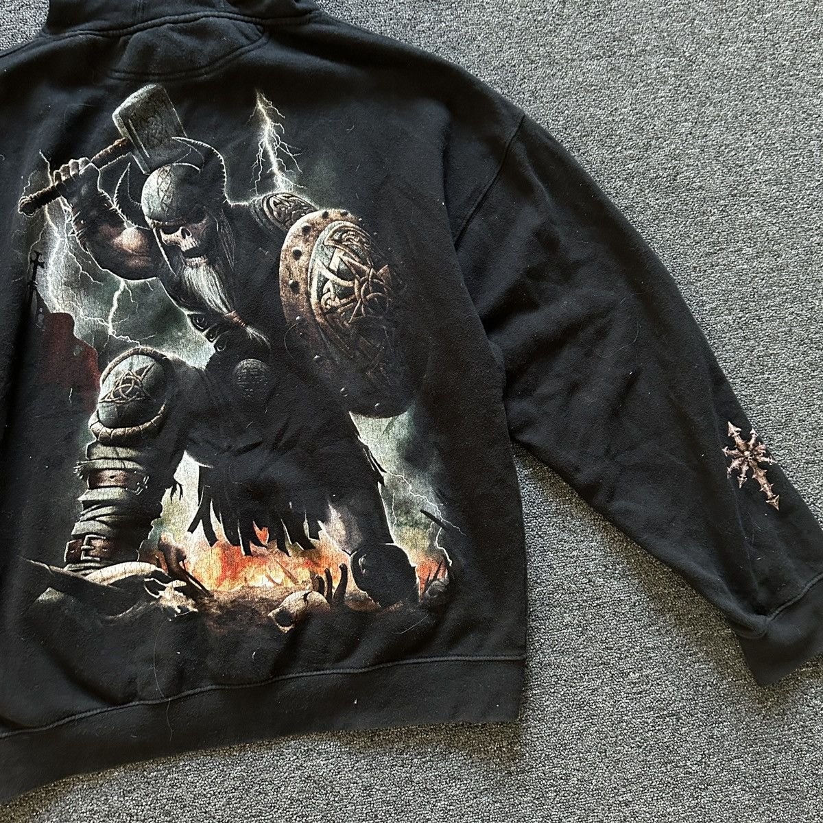Other Vintage Spirals Skull Viking Balck Boxy Hoodie Size US XXL / EU 58 / 5 - 7 Thumbnail