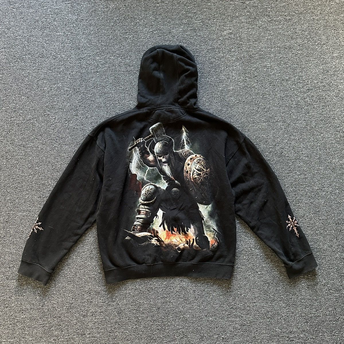 Other Vintage Spirals Skull Viking Balck Boxy Hoodie Size US XXL / EU 58 / 5 - 2 Thumbnail