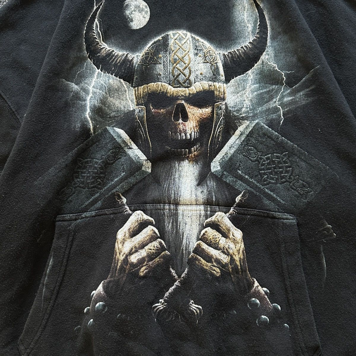Other Vintage Spirals Skull Viking Balck Boxy Hoodie Size US XXL / EU 58 / 5 - 4 Thumbnail