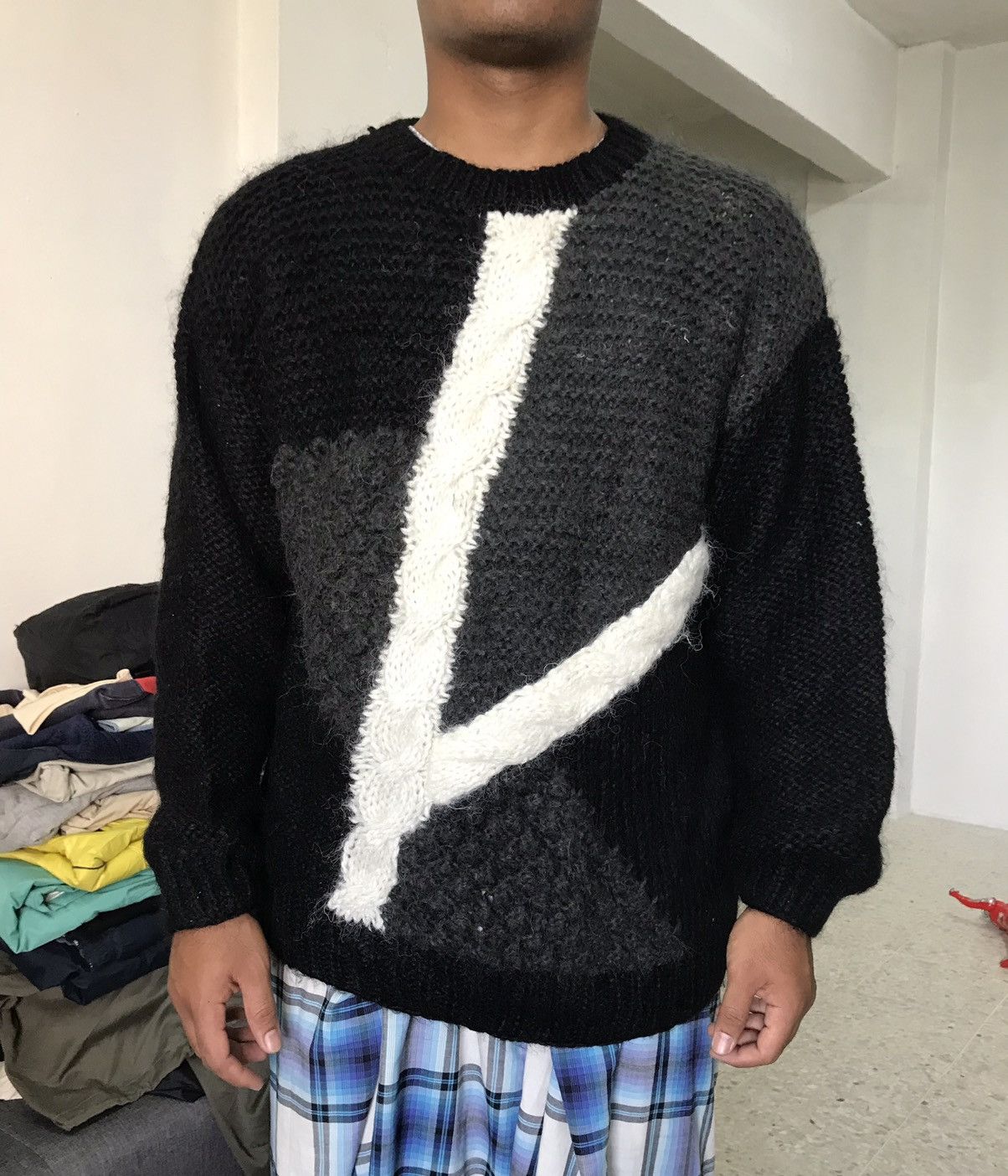 Japanese Brand Vintage Elvencedor Printed Wool Knit Sweater Size US L / EU 52-54 / 3 - 3 Thumbnail