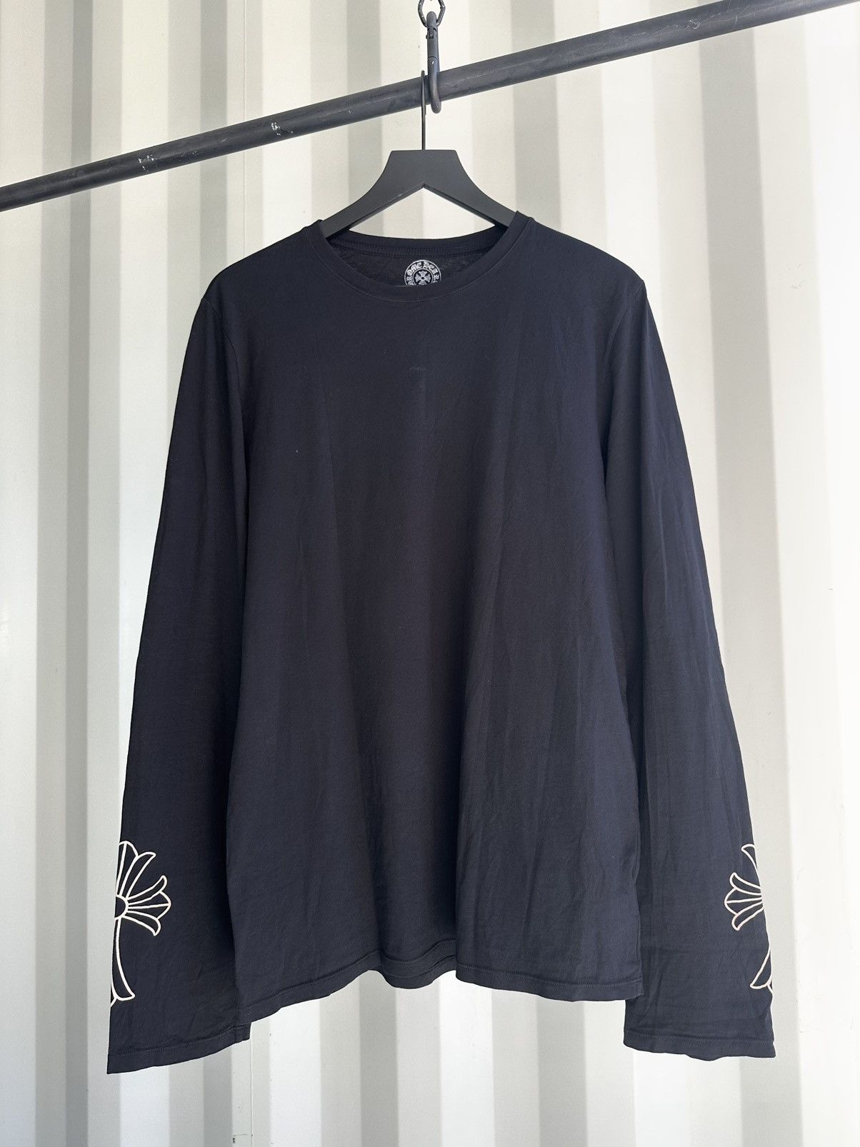 image of Chrome Hearts Cut & Sew Cross Long Sleeve in Black, Men's (Size Large)