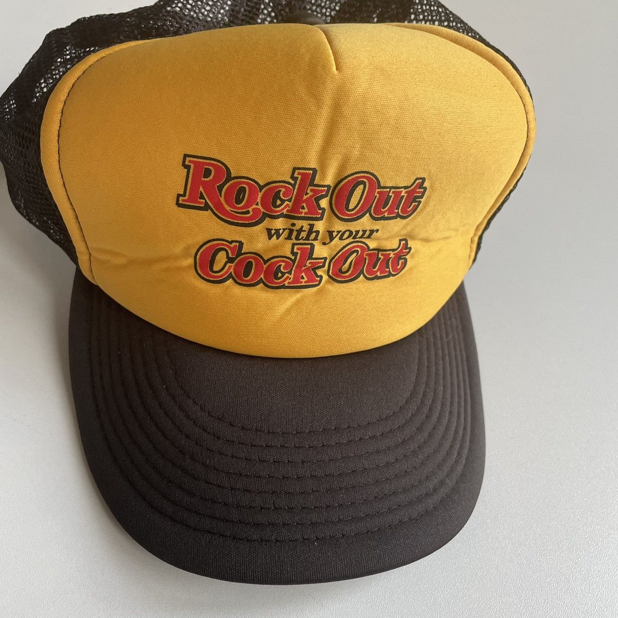 Vintage Vintage 90s Rock Out With Your Cock Out Mesh trucker hat cap Size ONE SIZE - 2 Thumbnail
